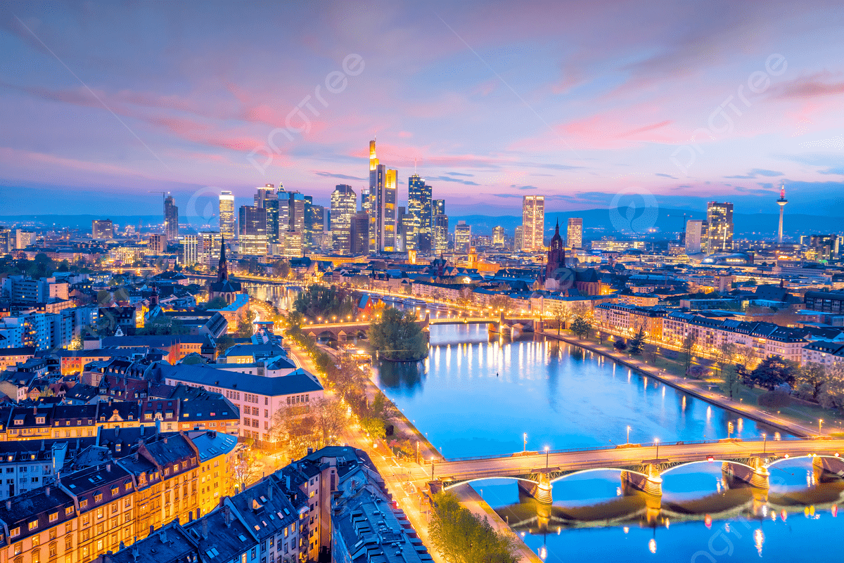 1200x801 View Of Frankfurt City Skyline In Germany Center Landscape Night Photo Background And Picture For Free Download