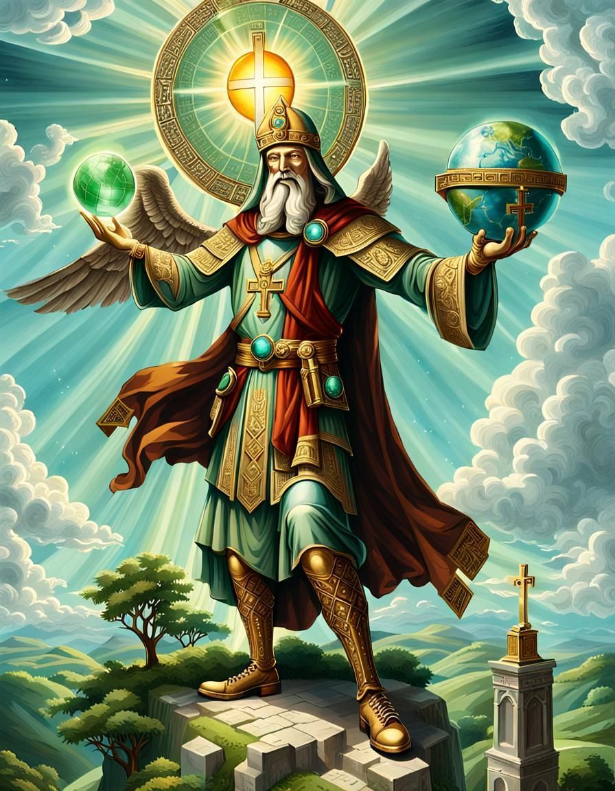 896x1152 Hermes Trismegistus with Globe and Emerald Tablet