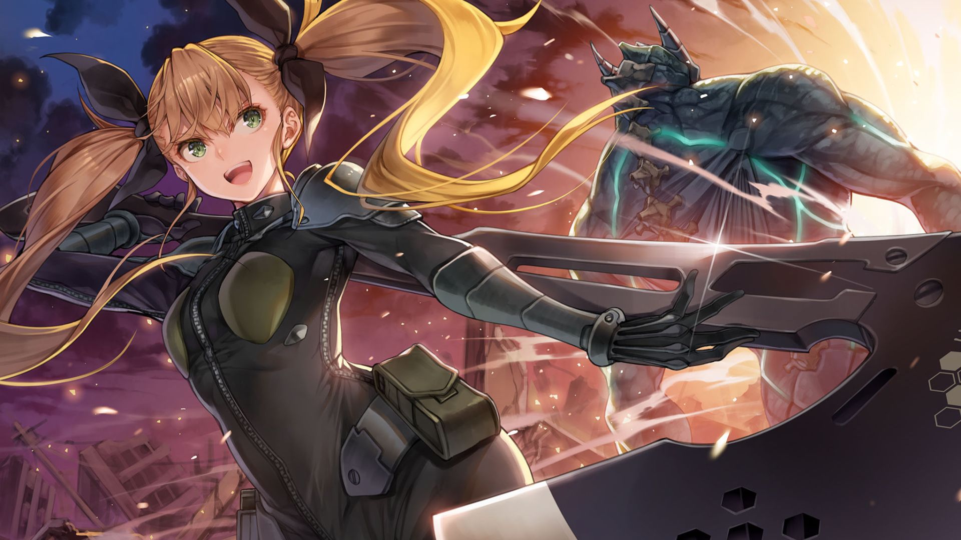 1920x1080 green eyes Kikoru Shinomiya with ponytail HD Kaiju No 8 Wallpaper