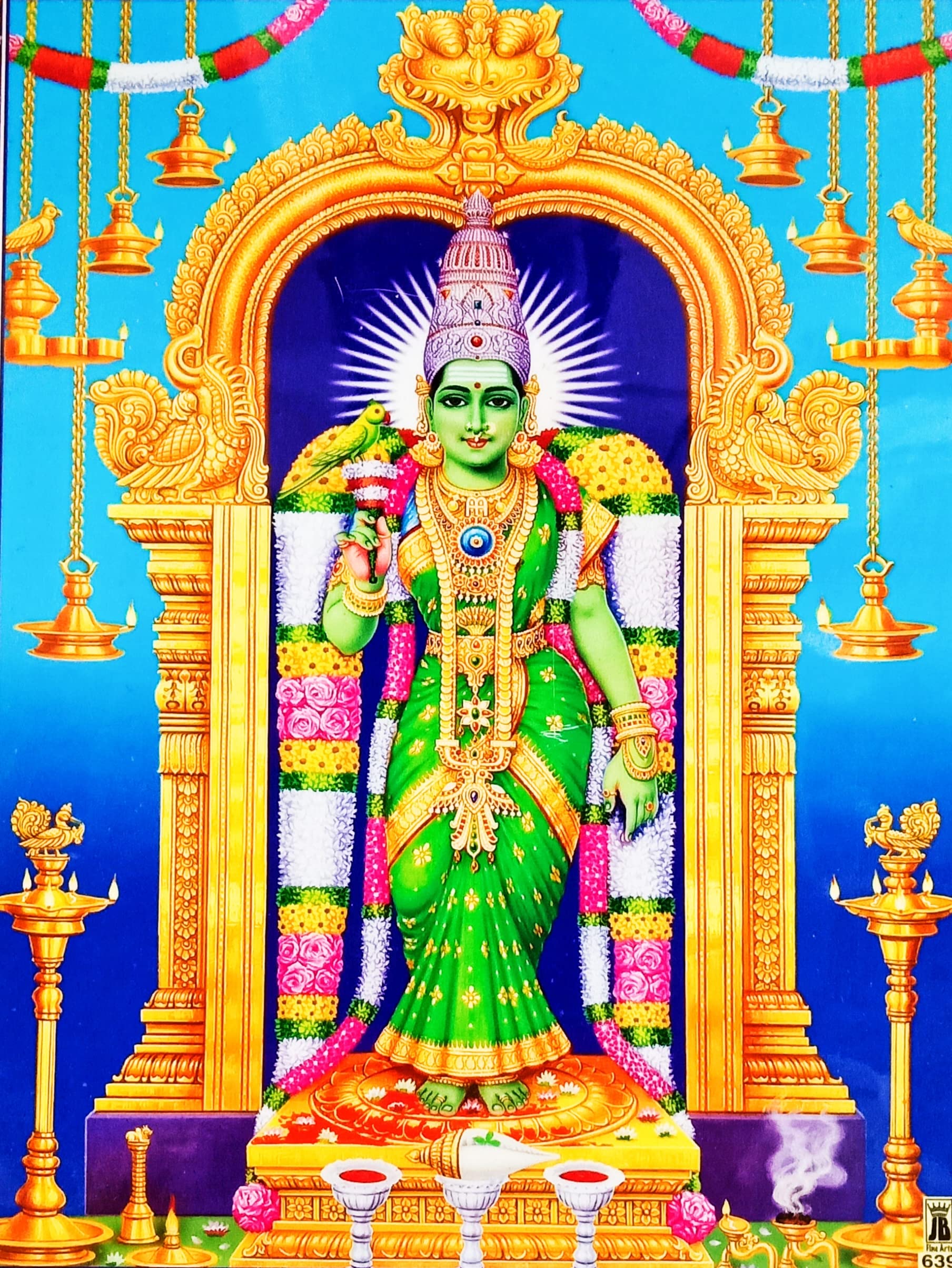 1808x2407 Pooja Ghar Goddess Meenakshi Amman HD Photo Frame Amma Painting Pooja Wall Hanging (10 x 12.5 Inch) : Amazon.in: Home & Kitchen
