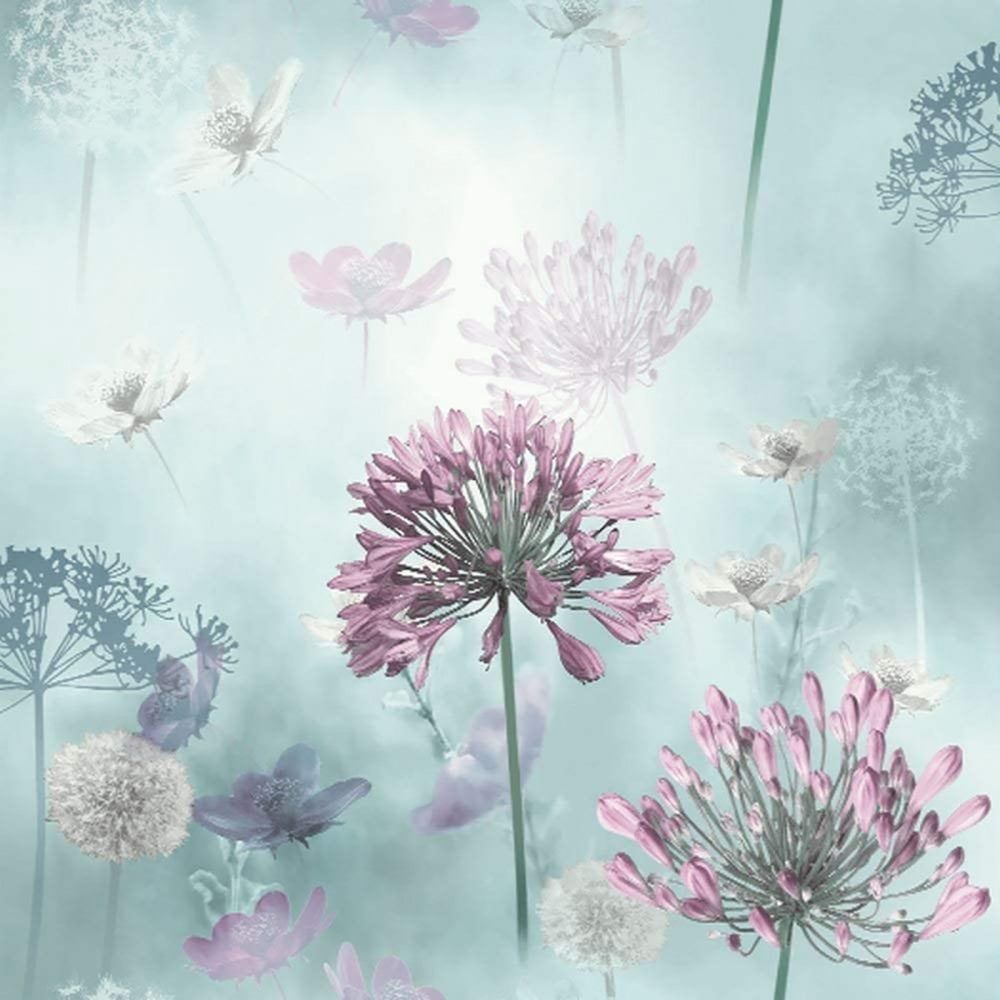 1000x1000 Spring Meadow Allium Flowers Floral Wallpaper Lilac Green Or Grey