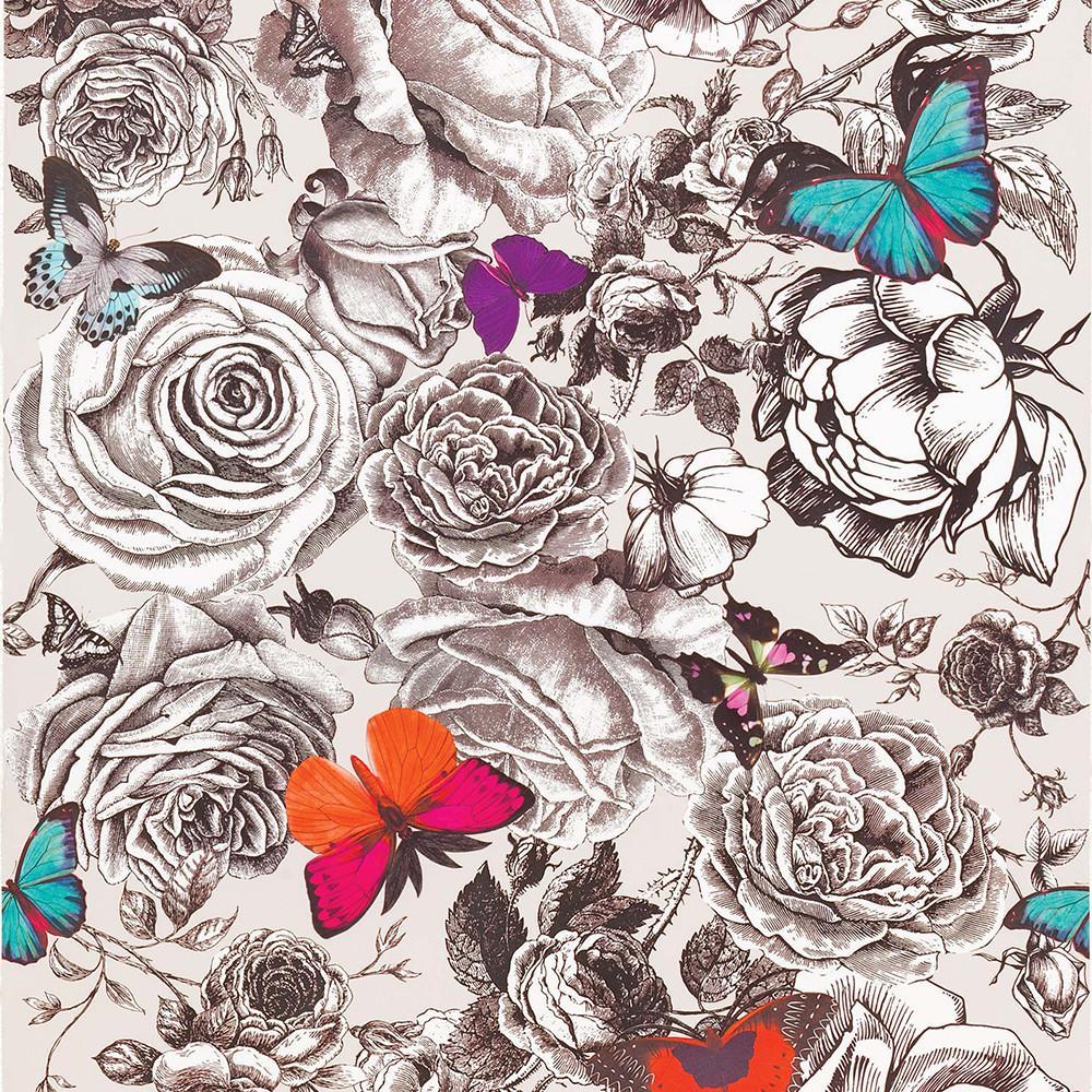 1000x1000 Butterfly Garden Wallpaper in Multi from the Enchanted Gardens