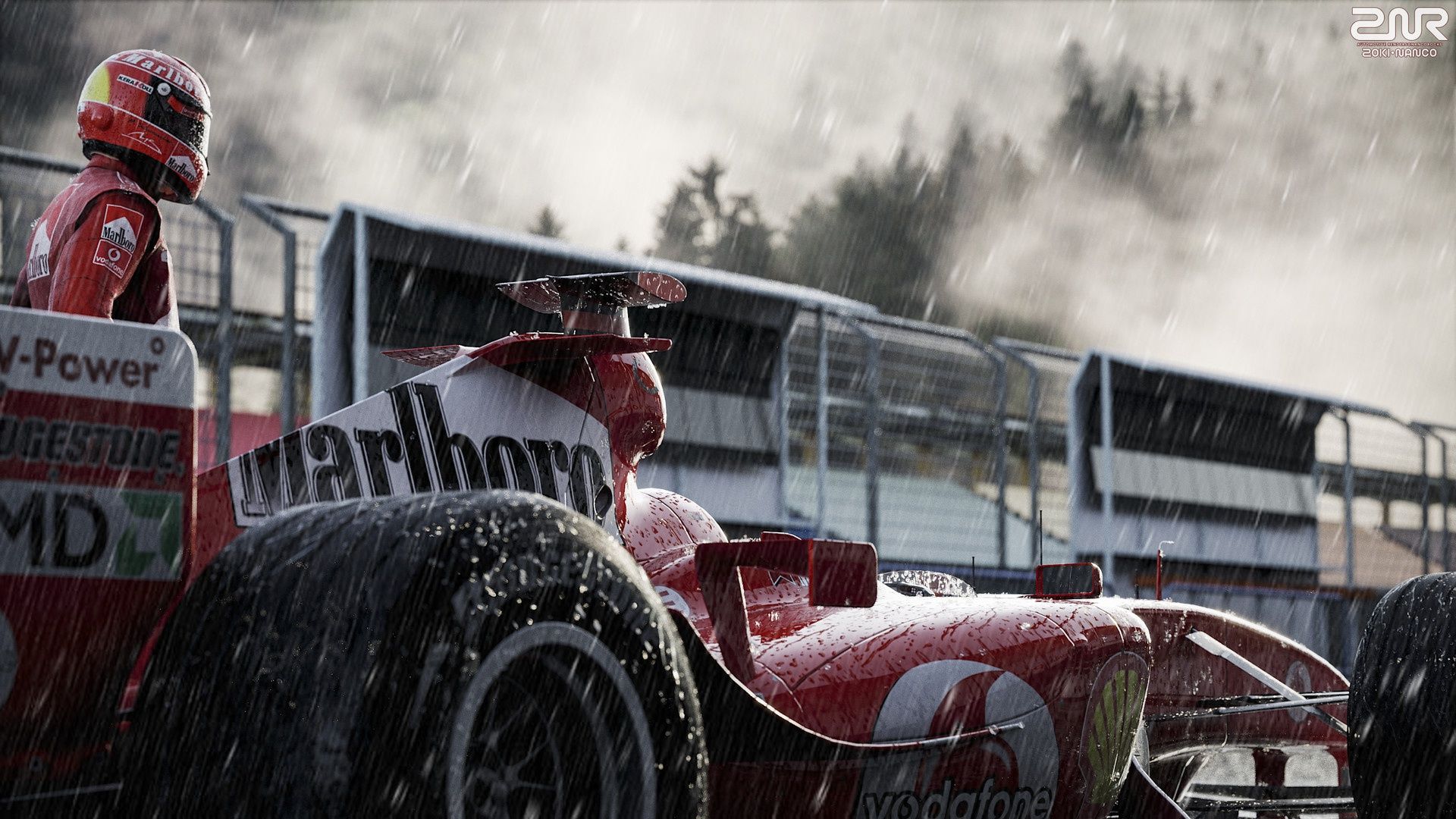 1920x1080 Rain Soaked Ferrari F1