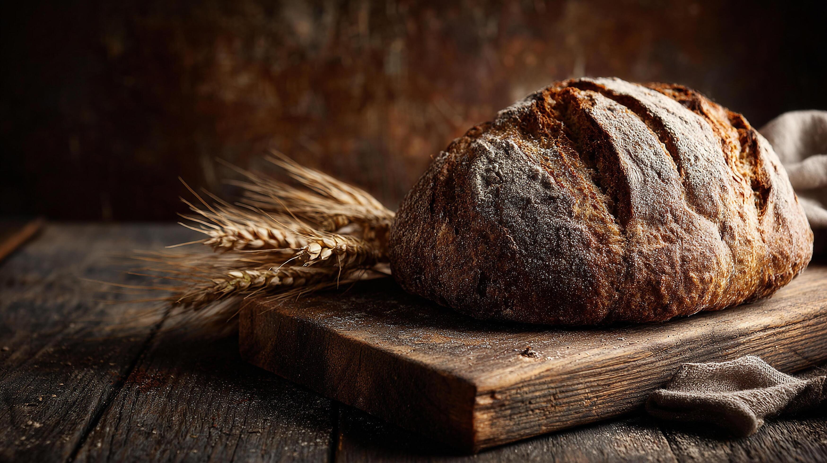 3497x1960 Crispy crusted artisan bread with rustic kitchen vibes wallpaper