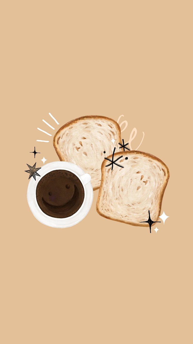 800x1422 Bread slices coffee desktop wallpaper. Premium Photo Illustration