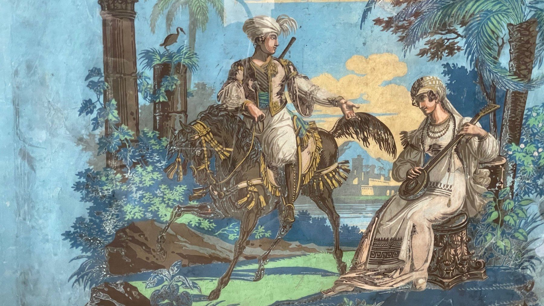 1800x1013 FRAMED 18TH CENTURY FRENCH WALLPAPER, EXOTIC SCENE Storey Antiques