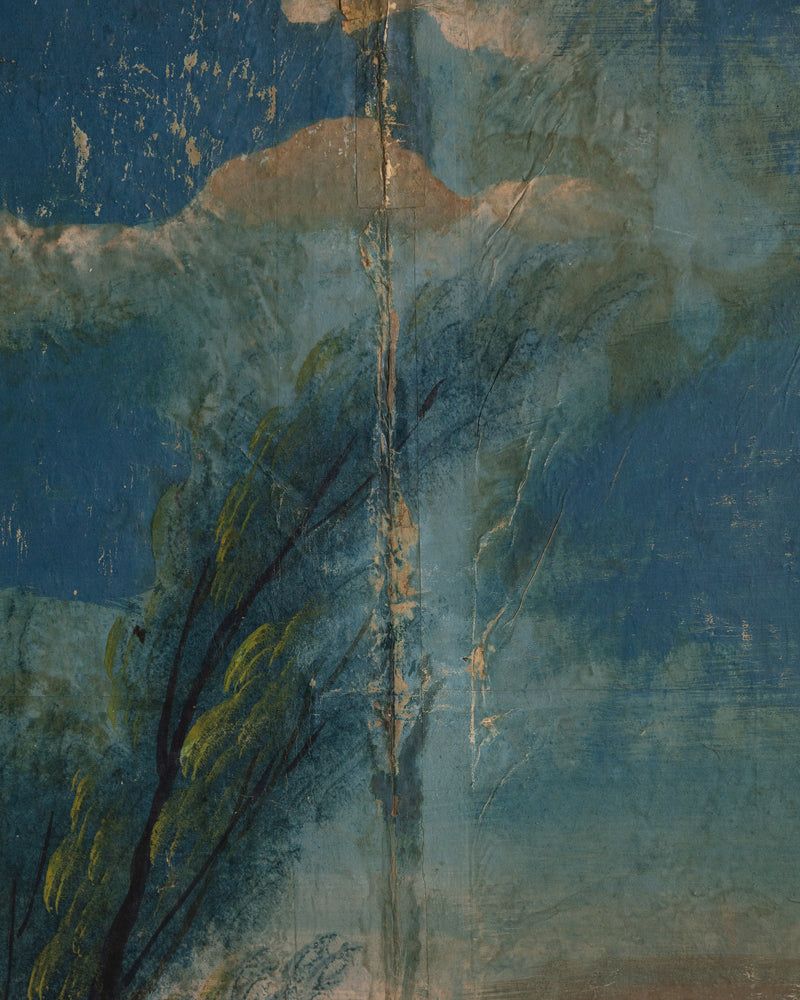 800x1000 Large 18th Century Painted Wallpaper Panel Fox Hunting Scene Triptyc