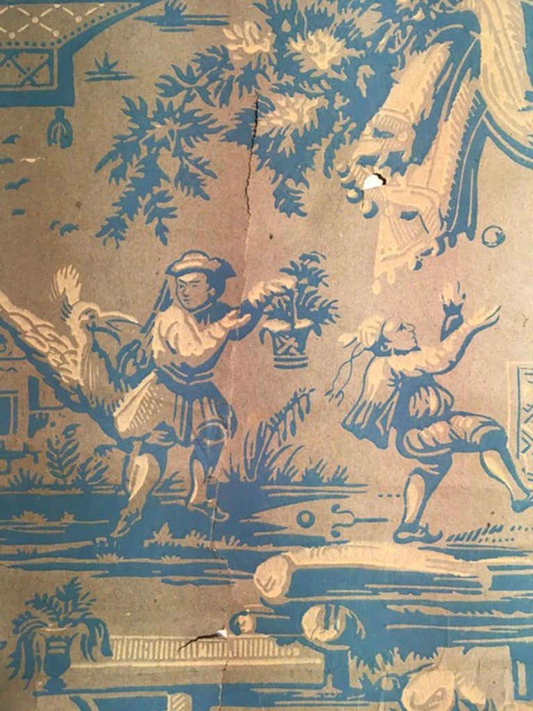 768x1024 France 18th Century Wallpaper with Landscape Scenes in Turquoise Color at 1stDibs. french landscape wallpaper, 18th century french wallpaper, 18th wallpaper