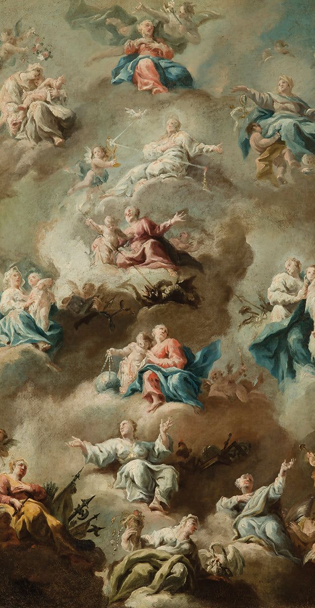 642x1240 Allegorical Religious Scene With The Virgin Mary 18th Century Johann Michael Rottmayr Wall Art By Johann Michael Rottmayr. Fine Art Canvas