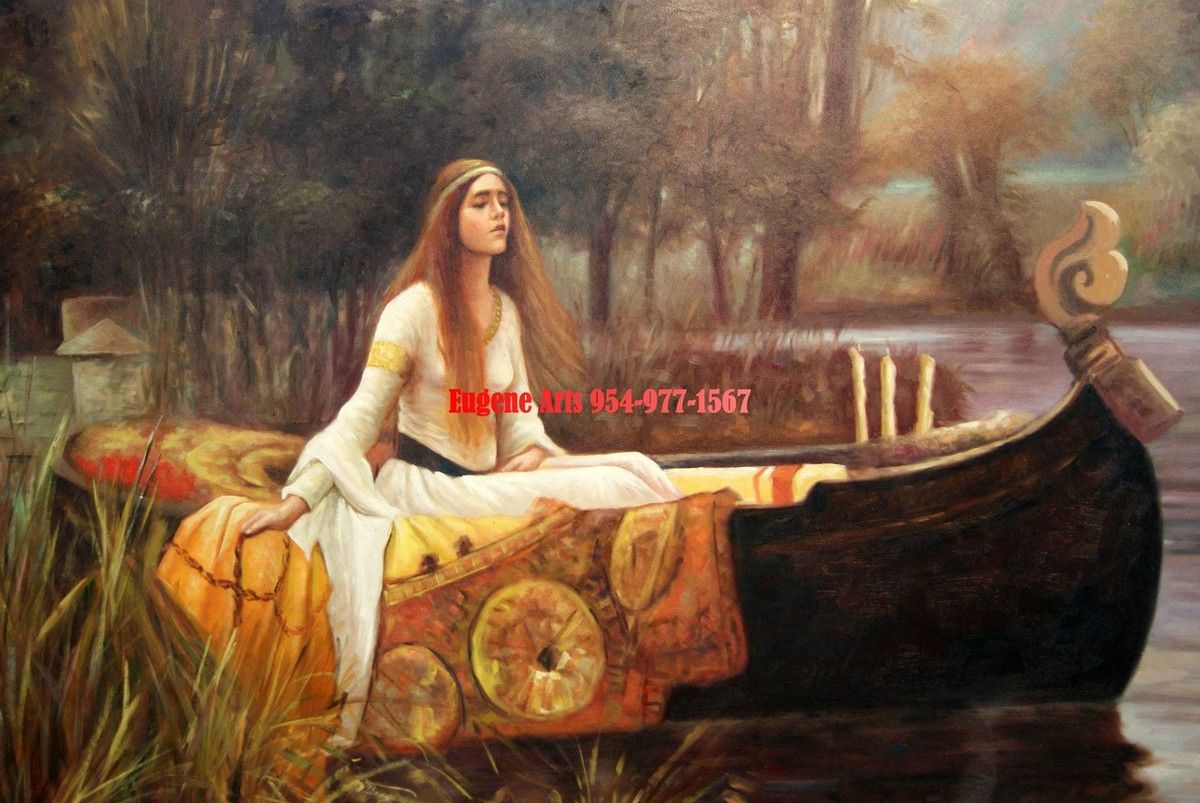 1200x803 36x48100% Hand Painted Oil Flat, The Lady of Shalott, John William Water house