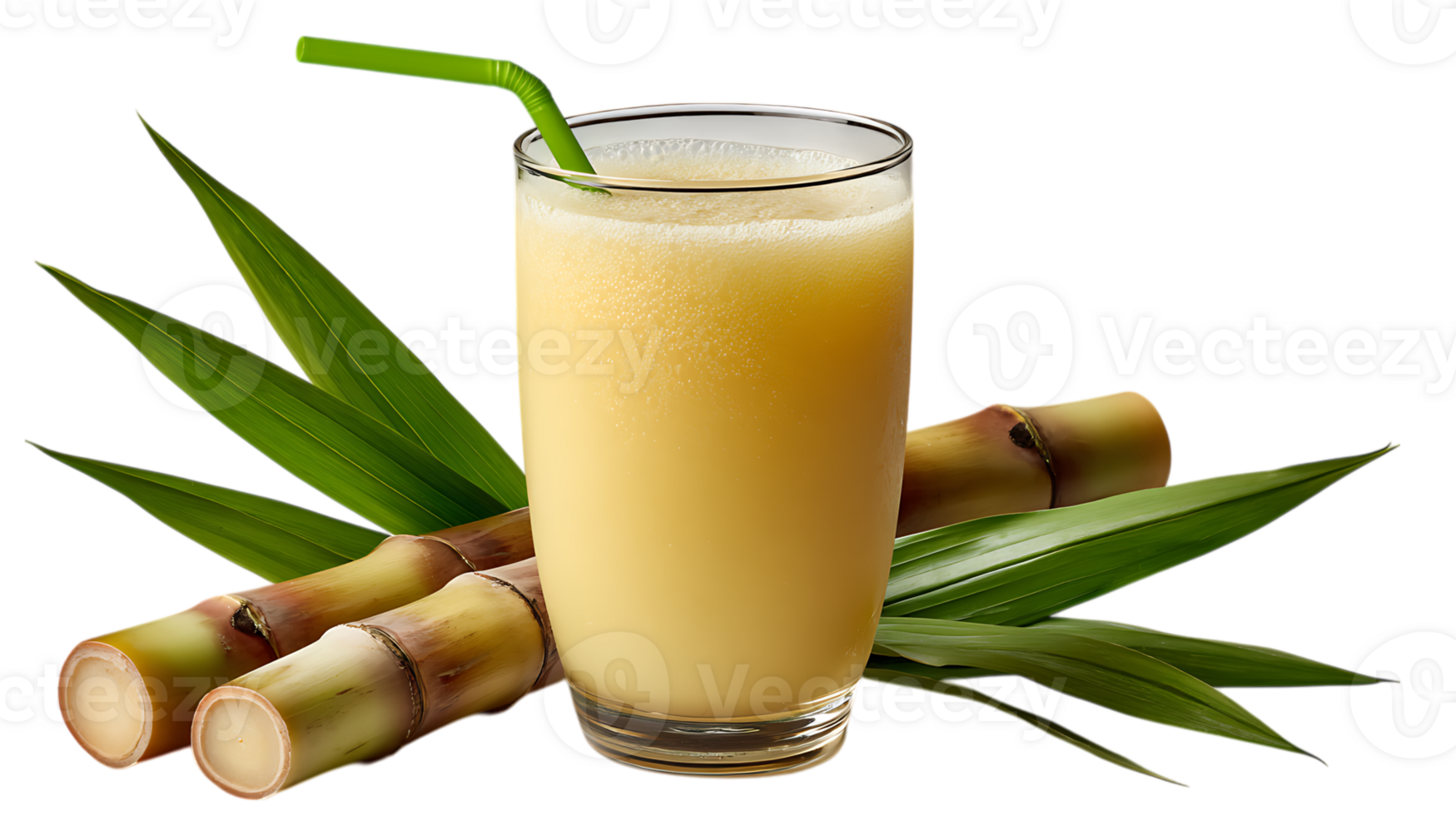 1749x980 Fresh sugarcane juice in a tall glass with sugarcane stalks isolated on transparent background 68477071 PNG