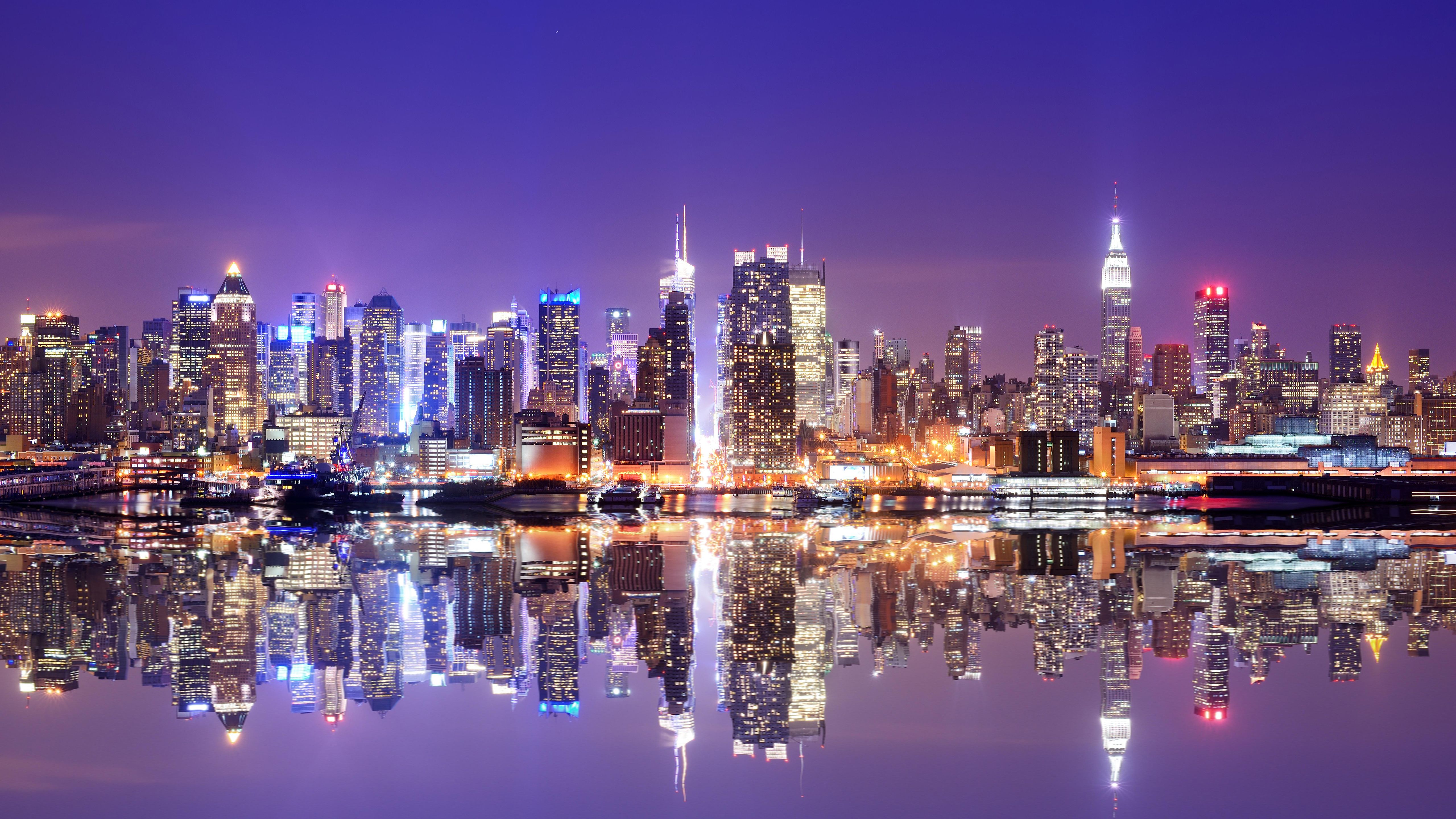 5120x2880 New York Skyscrapers at Night Ultra HD Wallpaperx2880