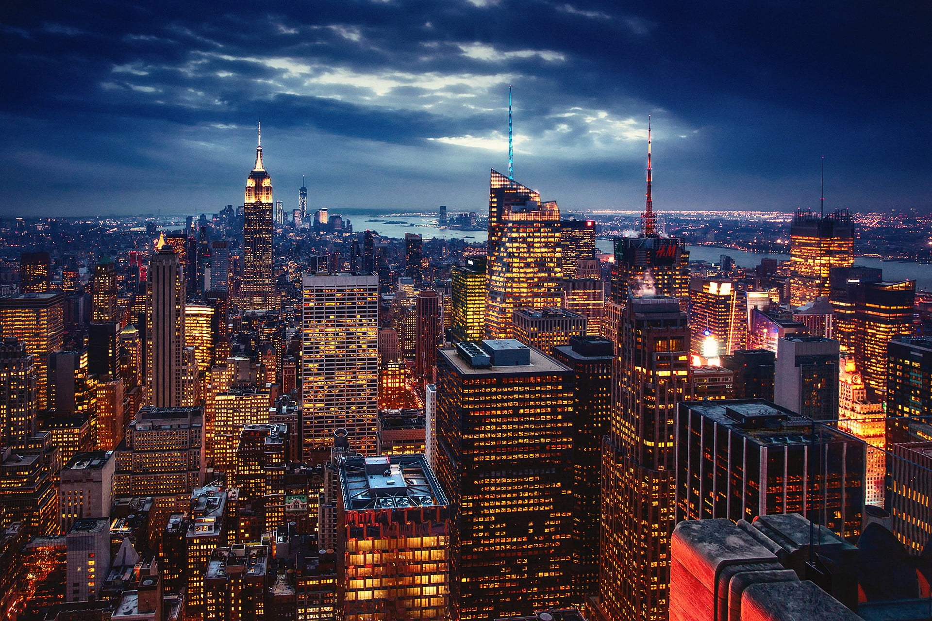 1920x1280 High rise buildings wallpaper, building, lights, USA, night HD wallpaper