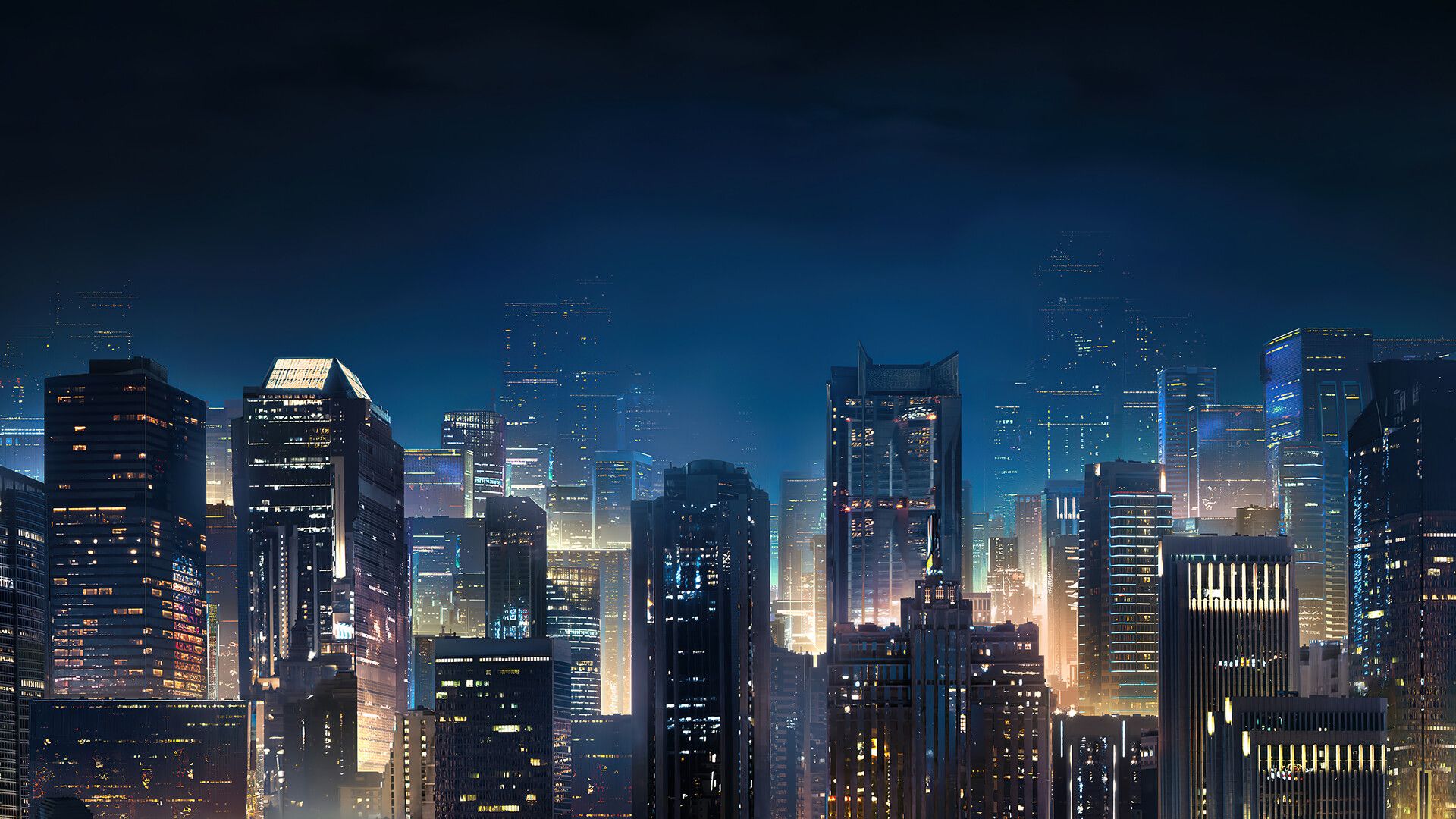 1920x1080 Night City Cityscape Building Scenery Wallpaper 4K HD PC f