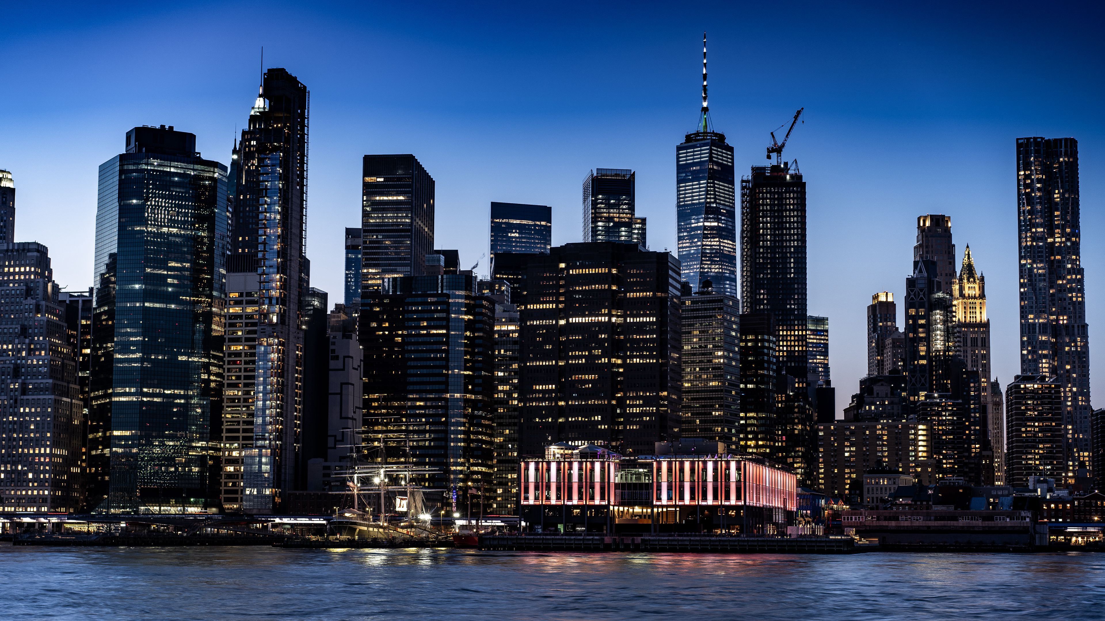 3840x2160 Night City Buildings Lights 4K HD Wallpaper