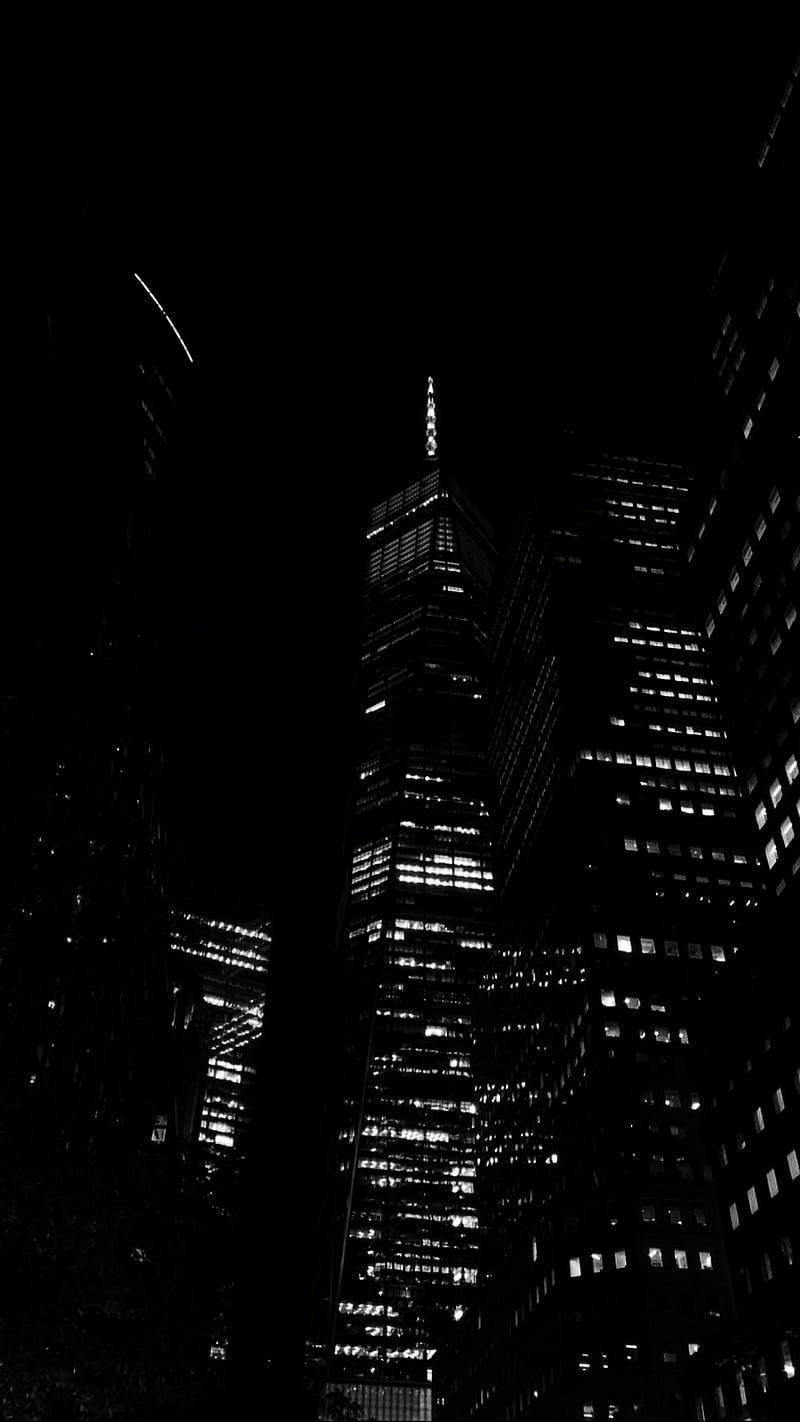 800x1422 Download Dark Night View Of Tall Buildings Wallpaper