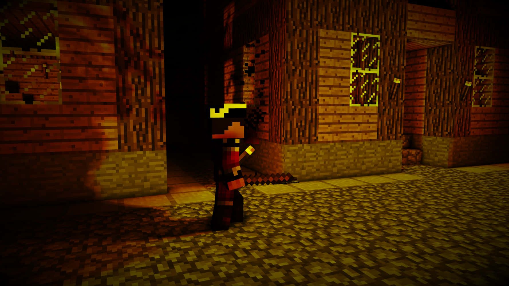 1778x1000 Download Minecraft Pirate With Buildings Scary Picture