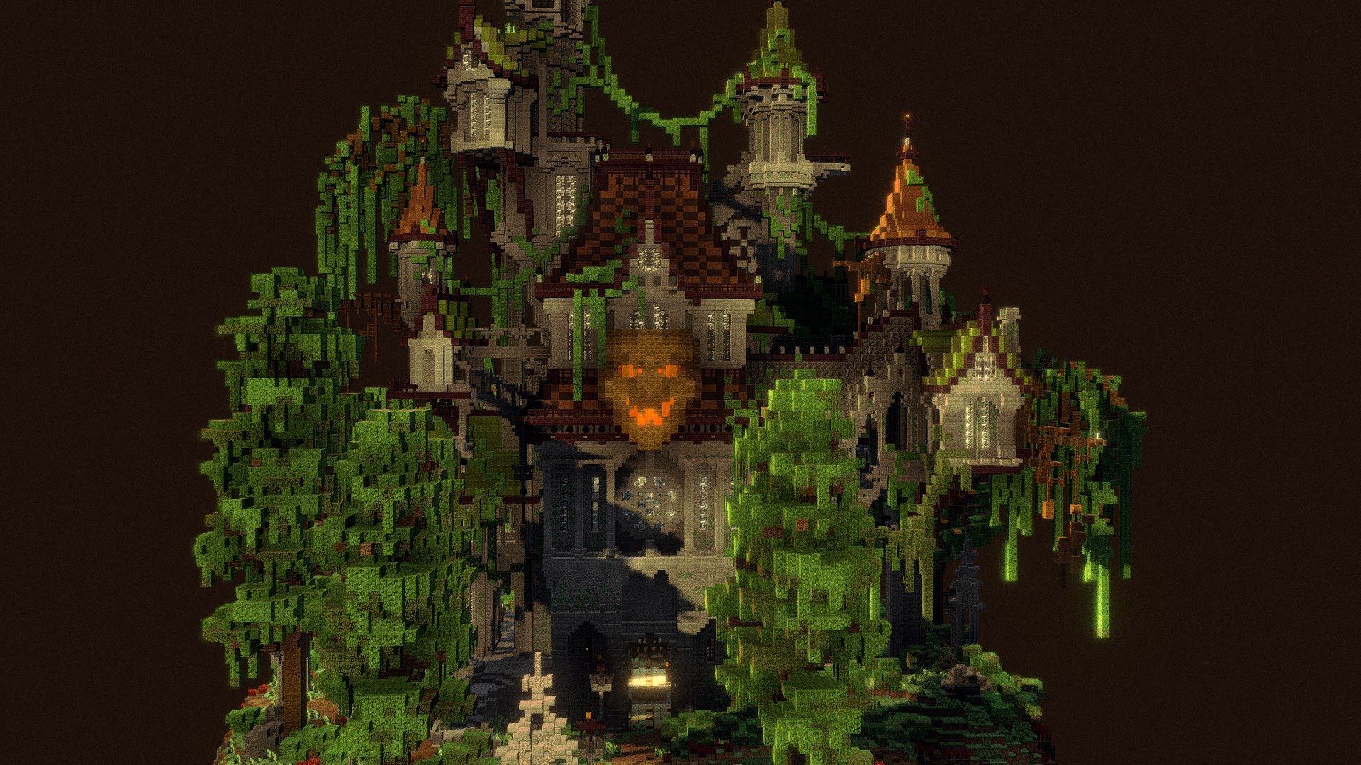 1920x1080 Voxel Minecraft Horror Island model by binglebeb [a021e64]