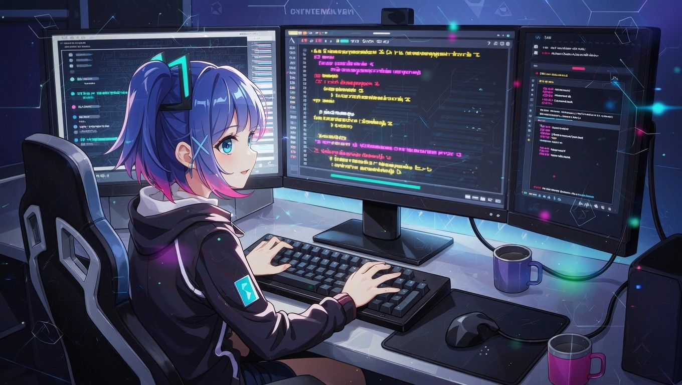 1360x768 Download Coding Anime Hero Image, Manga, Programmer