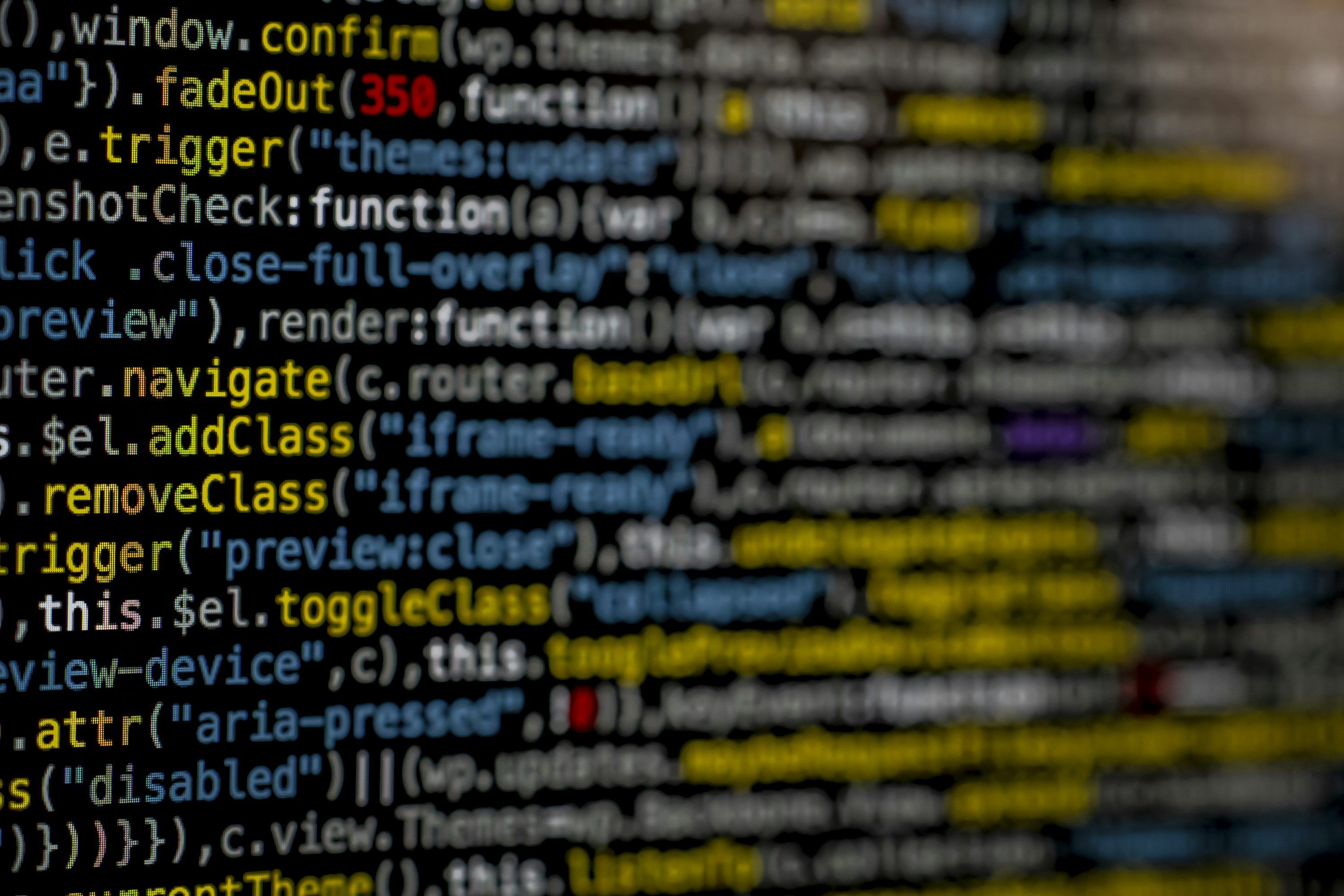 3000x2000 Yellow and blue data code displayed on screen photo