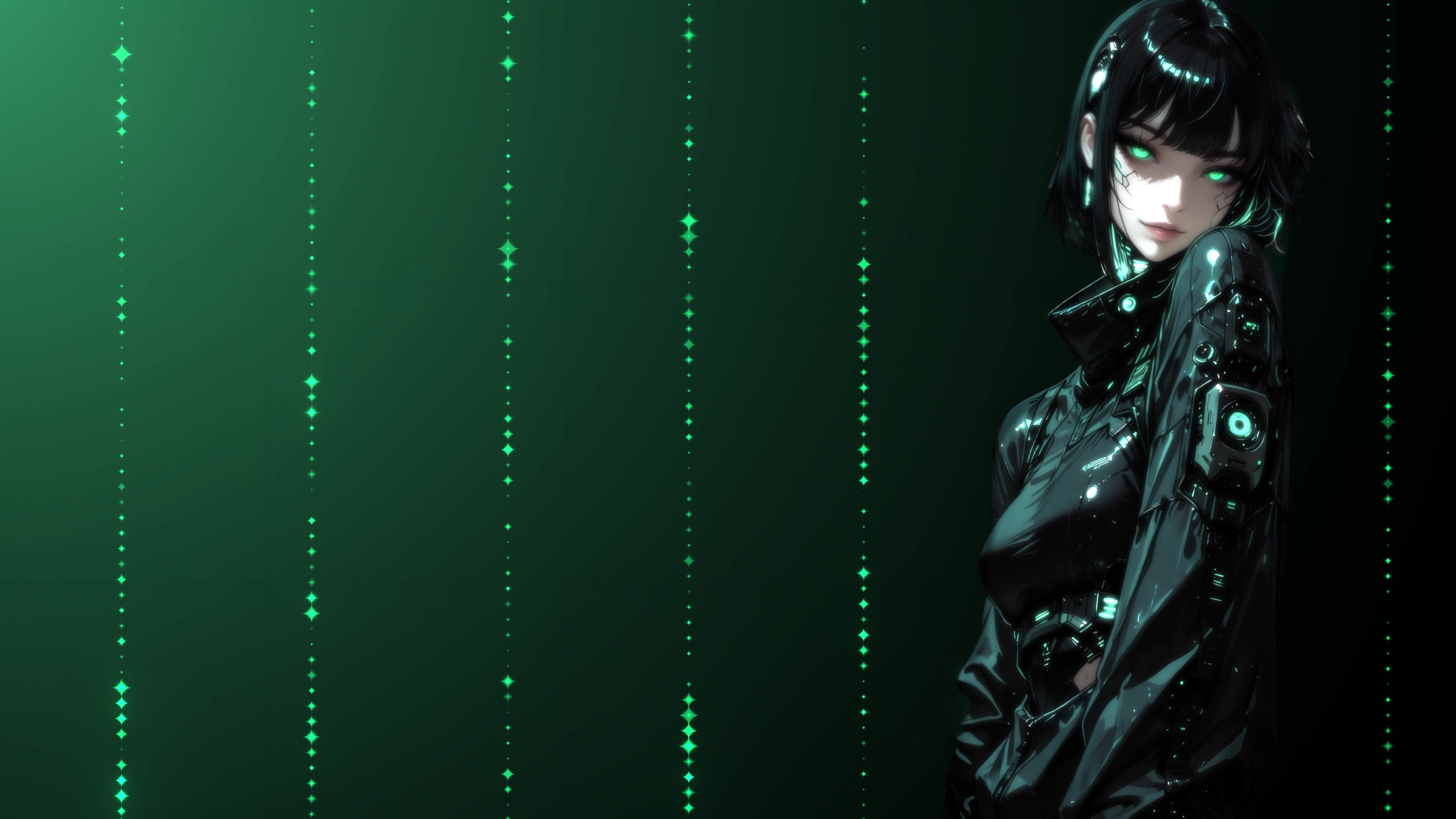 3840x2160 Emerald Code Girl Live Wallpaper