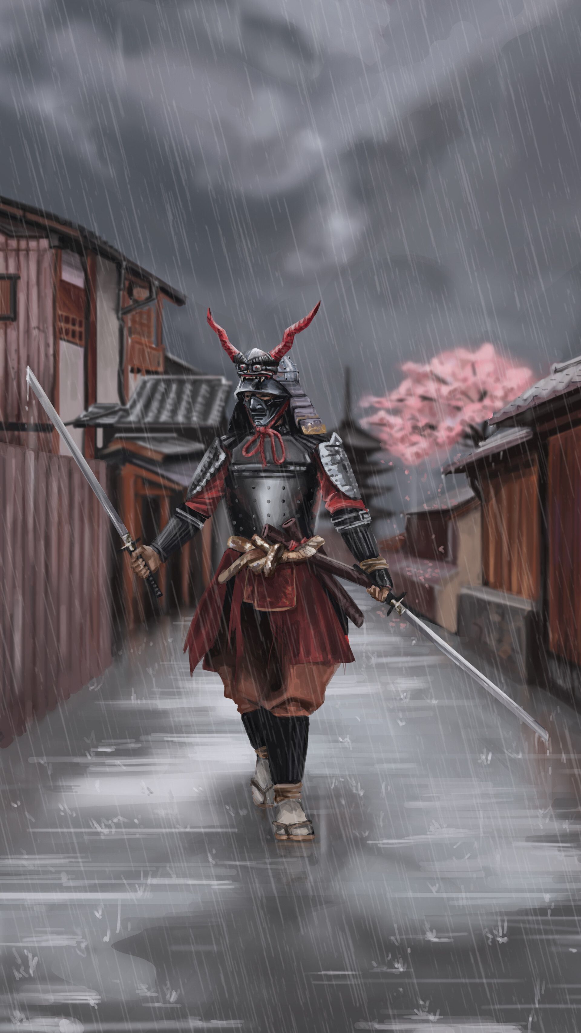 1920x3413 Samurai in rain