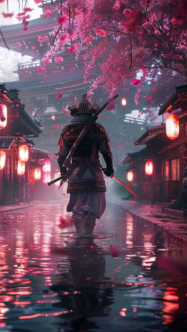 736x1308 Samurai and cherry blossom tattoo. Samurai background, Japanese samurai wallpaper hd, Samurai japan