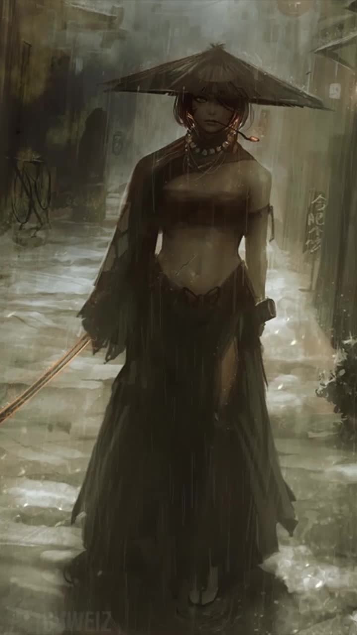 720x1280 Live Phone Samurai Girl Rain Wallpaper To iPhone And Android Live Wallpaper