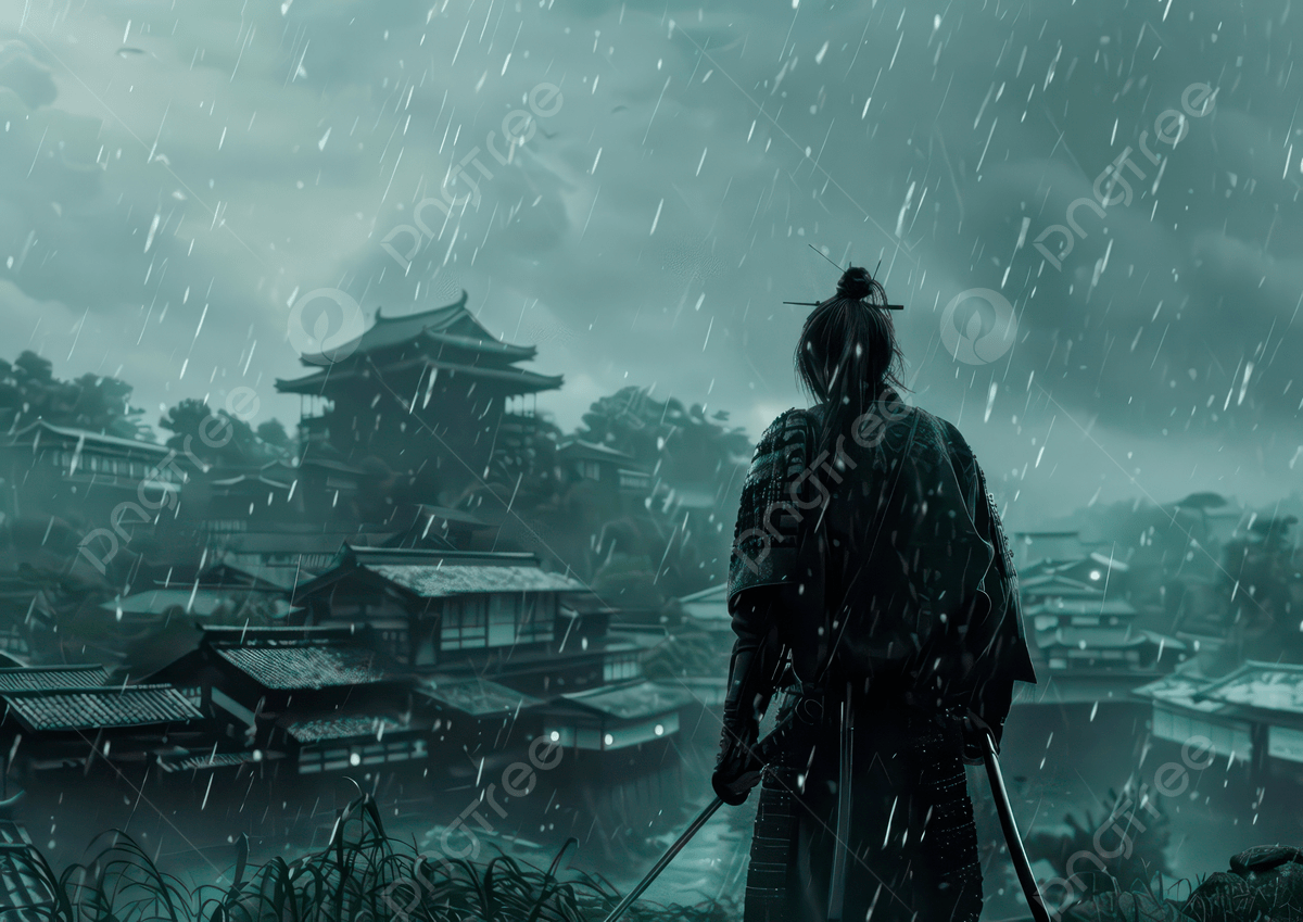 1200x849 A Lone Warrior Stands In The Rain Gazing At Distant Castle Amidst Moody Landscape Photo And Picture For Free Download