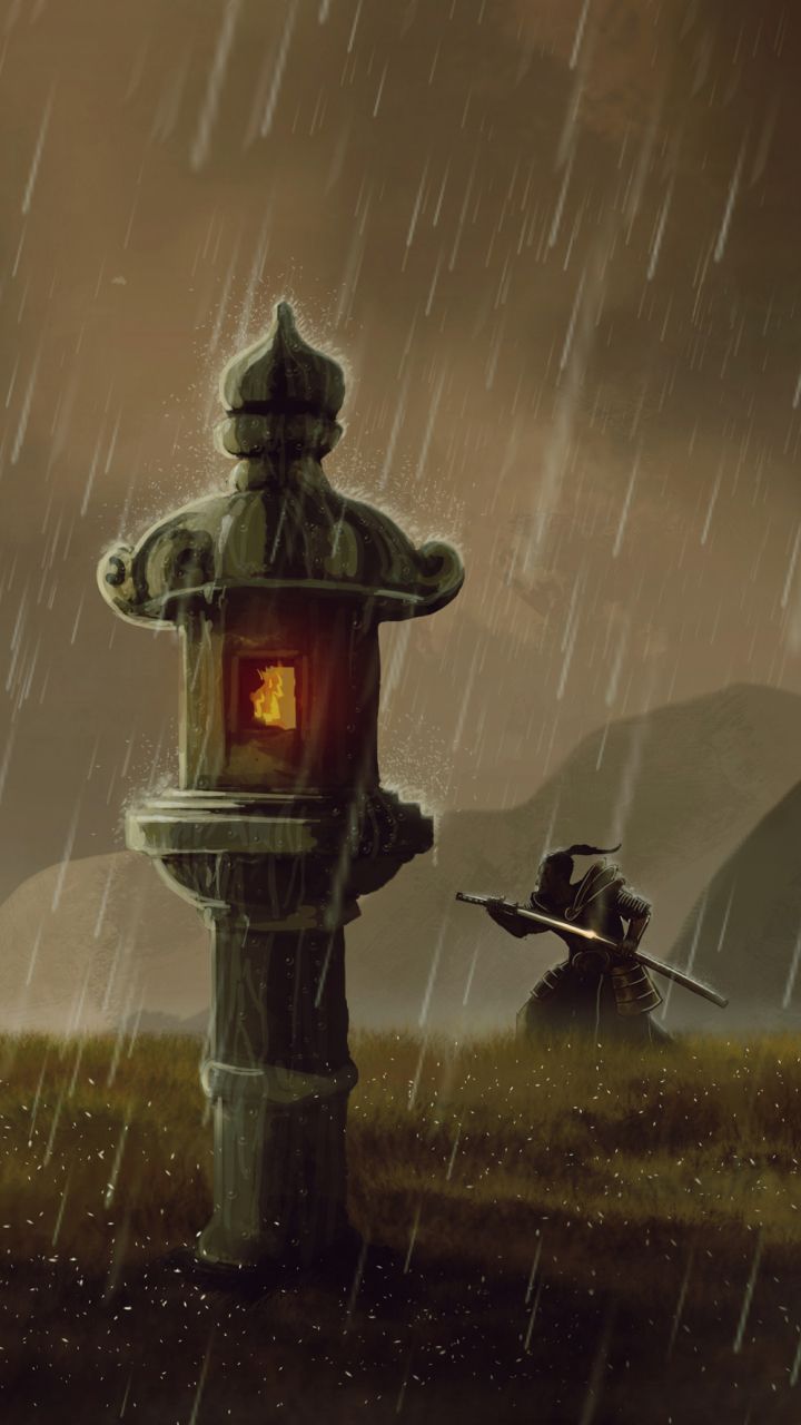 720x1280 Phone wallpaper: Warrior, Fantasy, Samurai, Rain, Fight 1269085