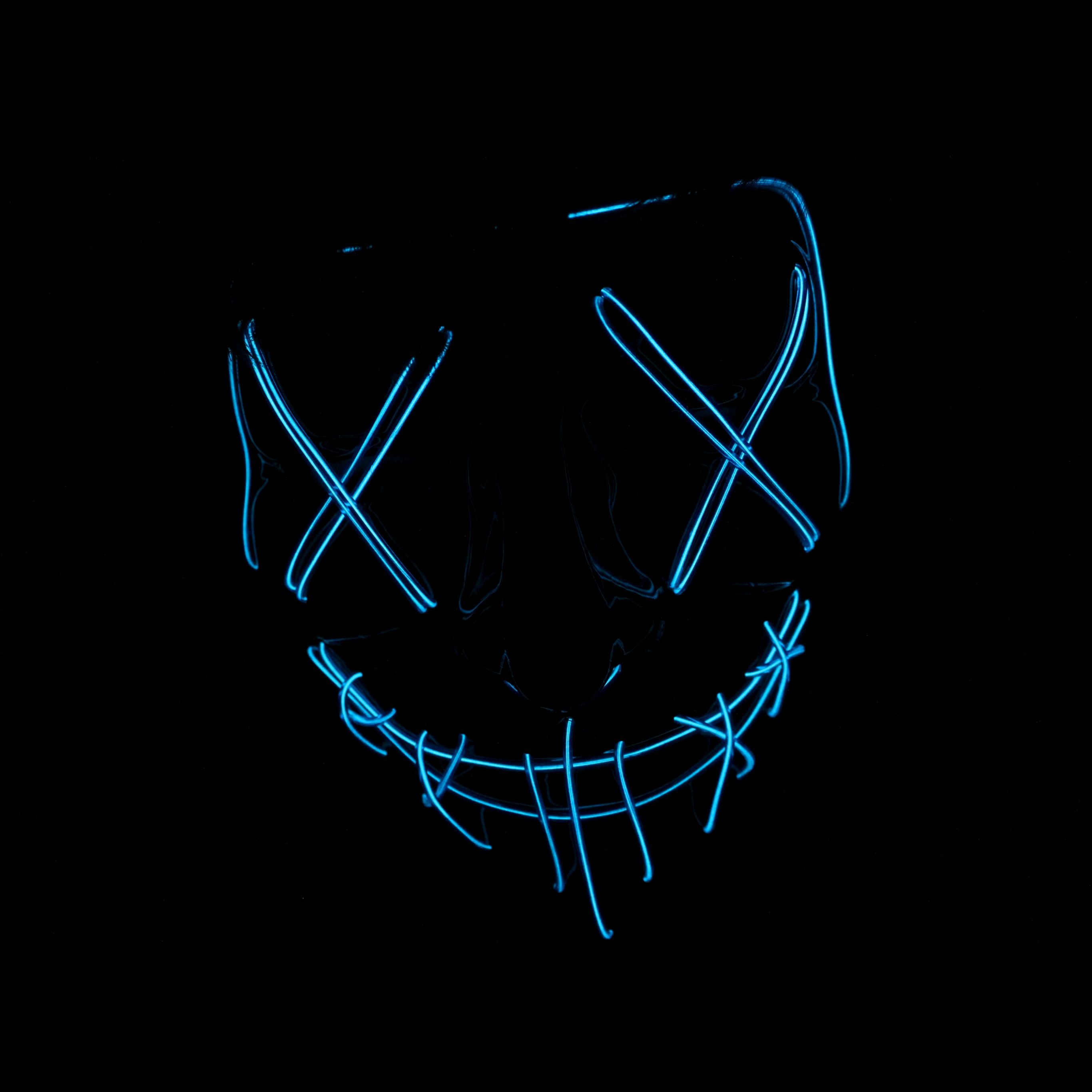 2732x2732 LED mask Wallpaper 4K, Glow in dark, Purge mask