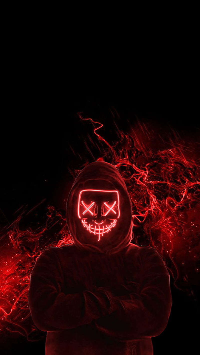 800x1422 Mask red light, faceless, glow, hayatikdrgl, live, move, time, HD phone wallpaper