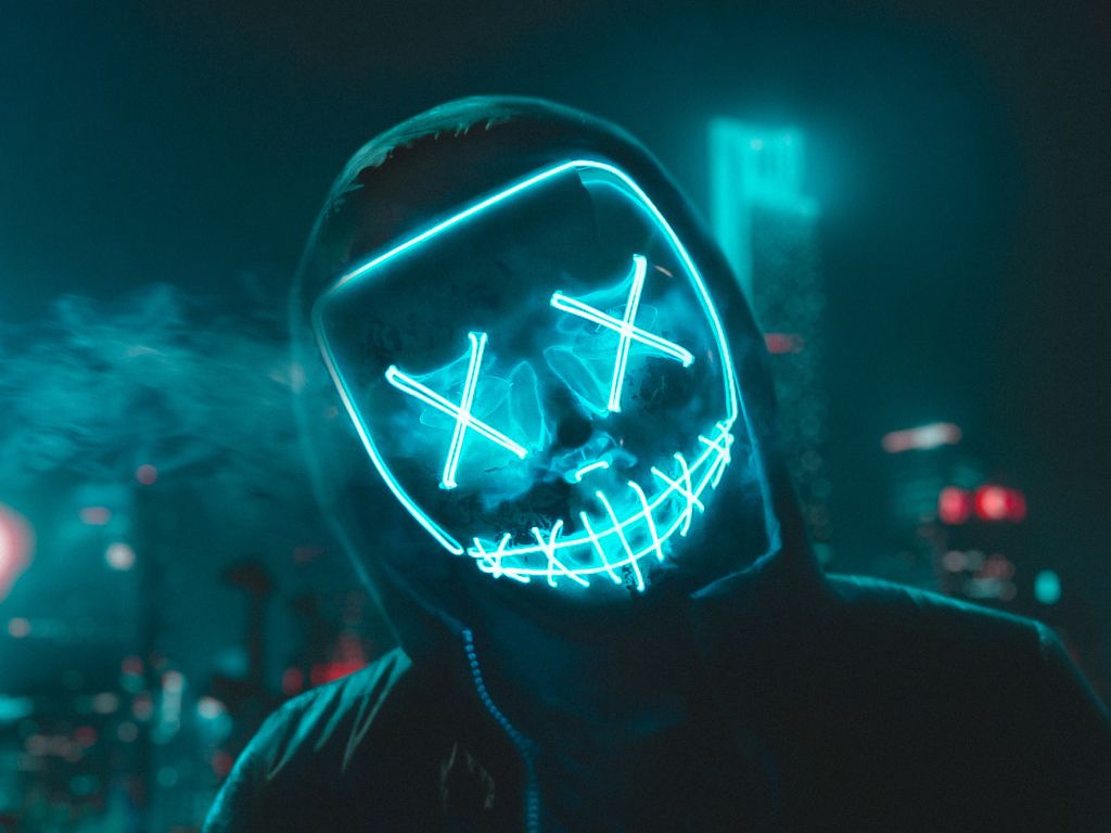 1024x768 Neon mask hoodie guy Desktop wallpaper 1024x768