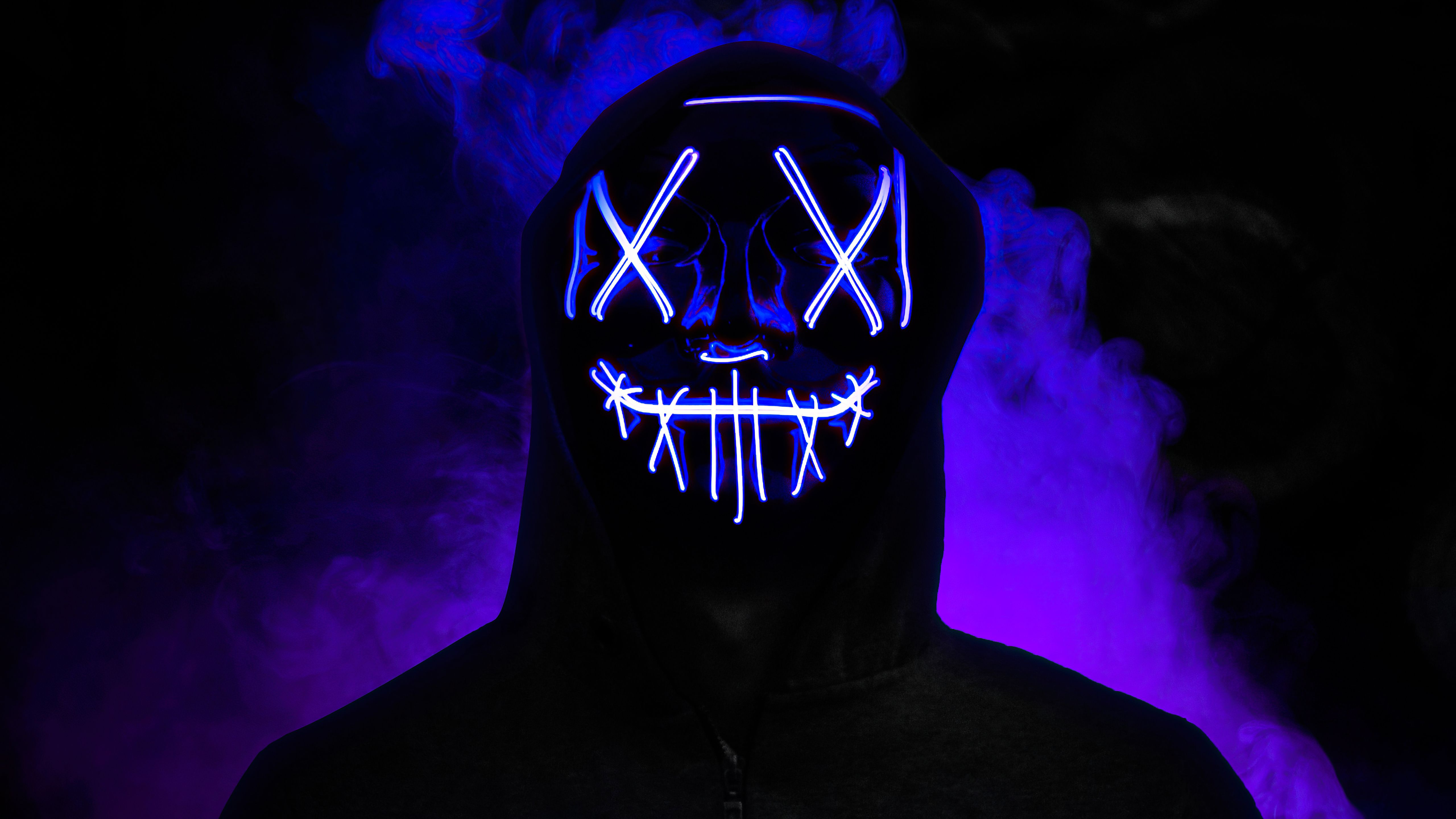 5120x2880 Boy Neon Mask Glowing 5k Wallpaper, HD Artist Wallpaper, 4k Wallpaper, Image, Background, Photos and Picture