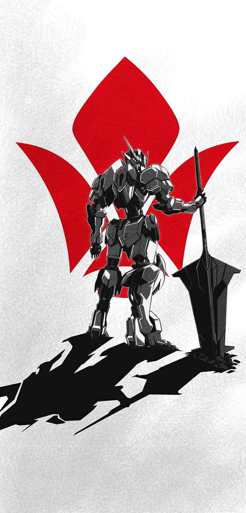 800x1664 Gundam Barbatos, anime, cartoon, desenho, iphone, japan, robot, simple, xiaomi, HD phone wallpaper