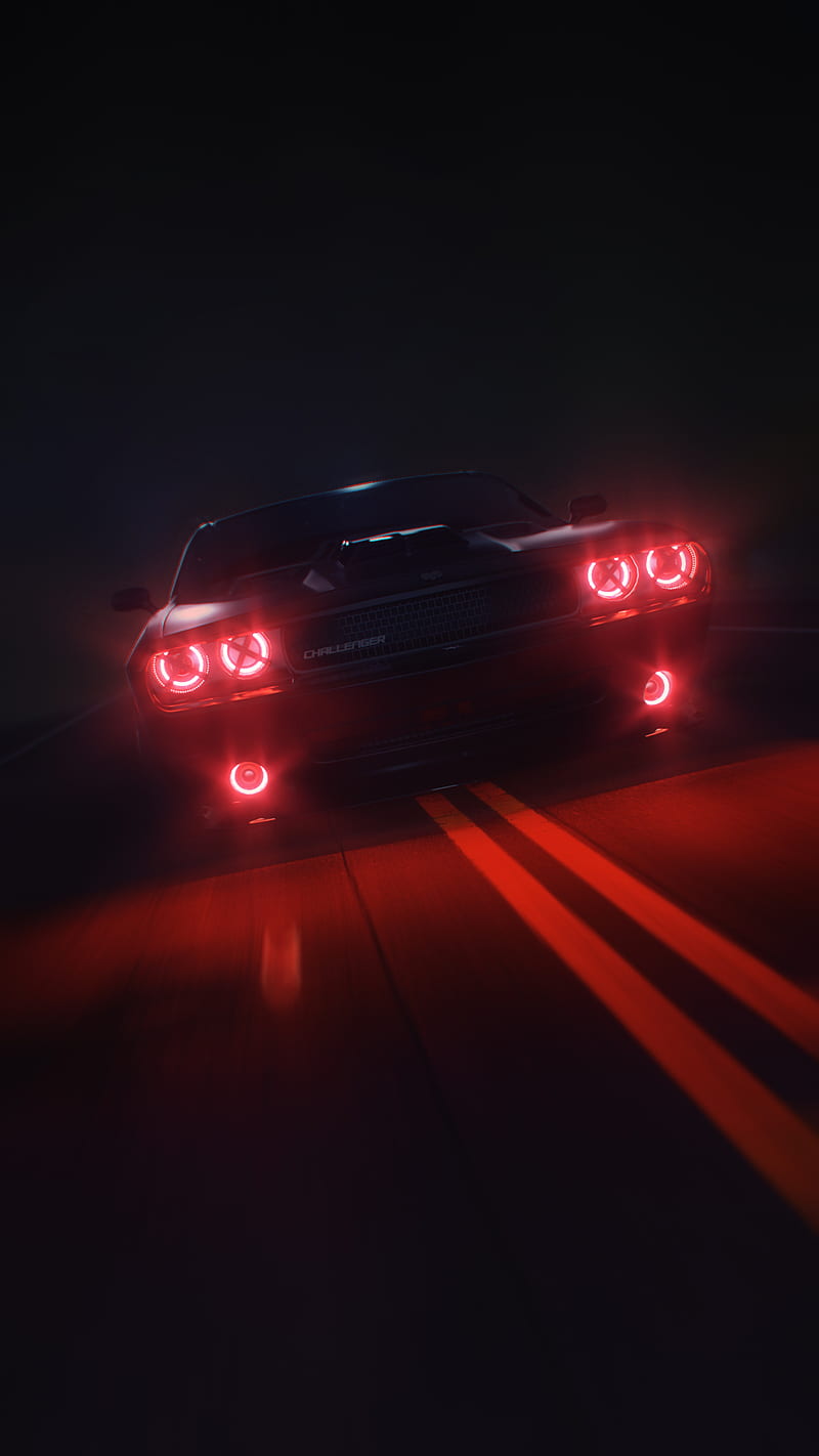 800x1422 Dodge Challenger, Car, night, oneplus, power, red, samsung, speed, sports car, HD phone wallpaper