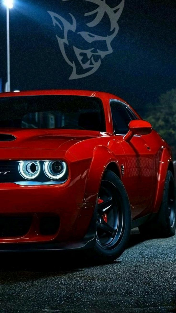 736x1308 Dodge Challenger Hellcat Front End at Night. Dodge charger demon, Dodge ram diesel, Car iphone