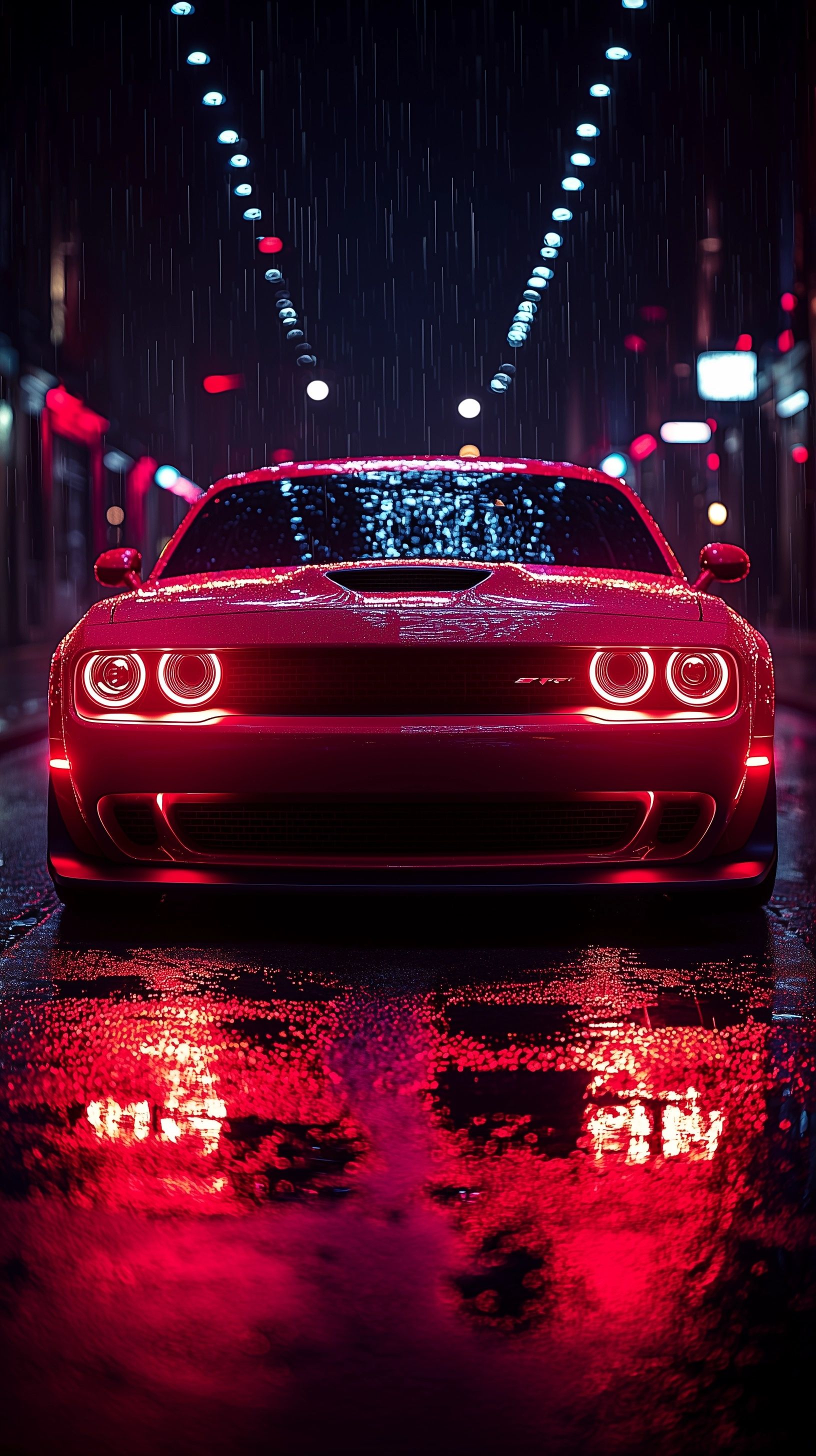 1632x2912 Stunning Night Photography: Dodge Challenger Headlight • PromptDen