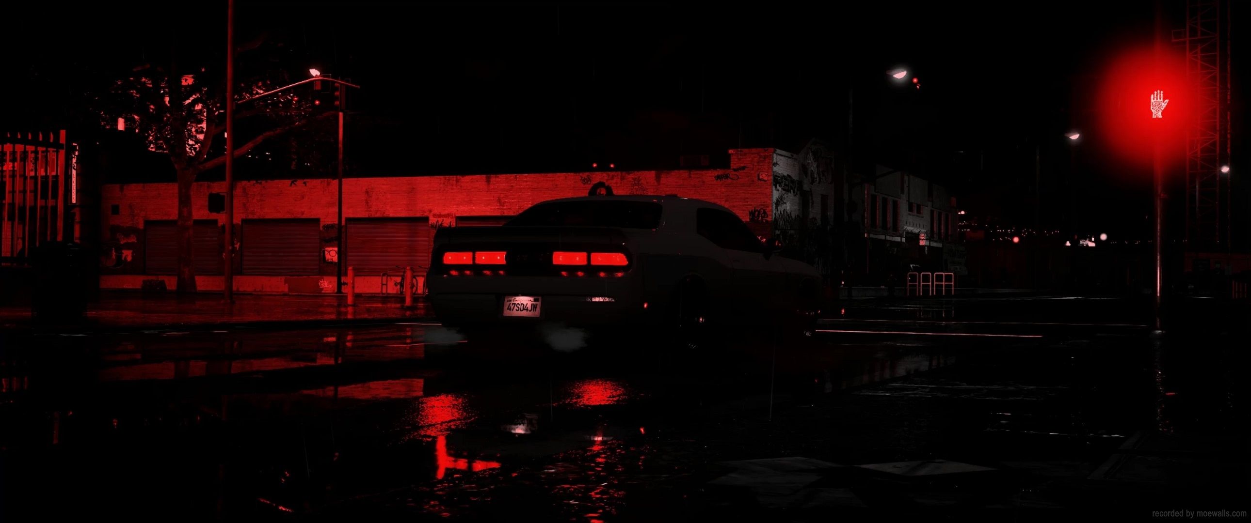 2580x1080 Dodge Challenger SRT Red Neon Need For Speed Live Wallpaper