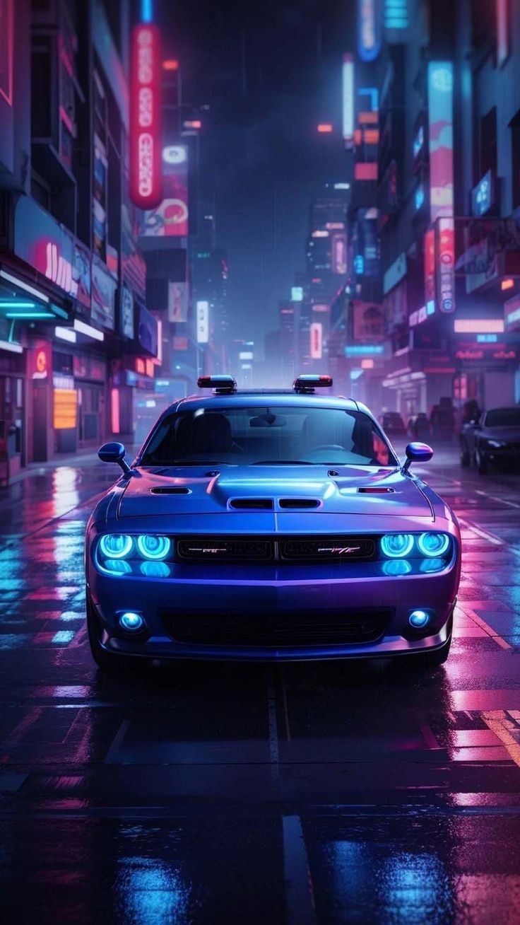 736x1308 Dodge Challenger Cyberpunk iPhone Wallpaper
