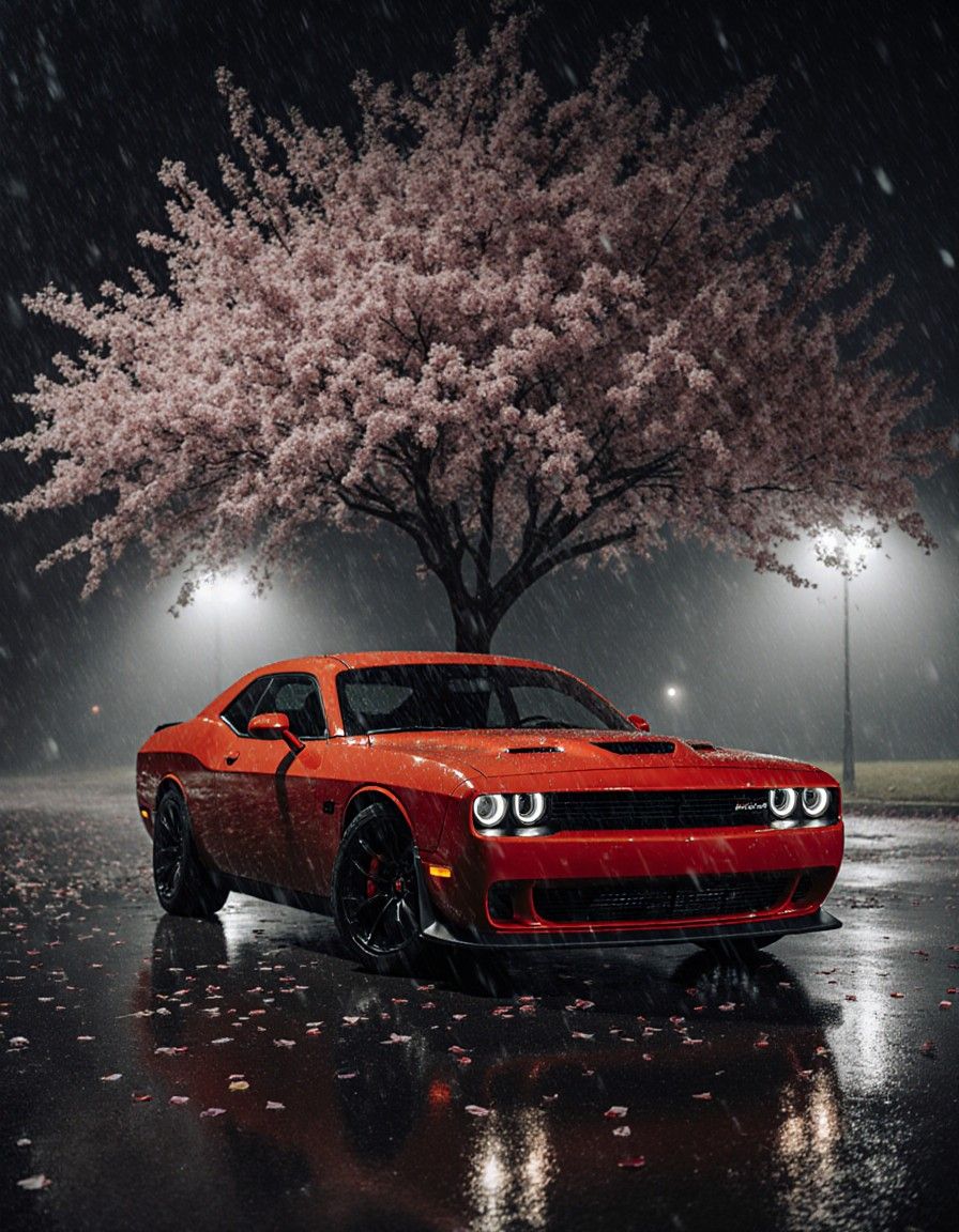 896x1152 a dodge challenger srt hellcat drifting in a night street race Prompts. Stable Diffusion Online