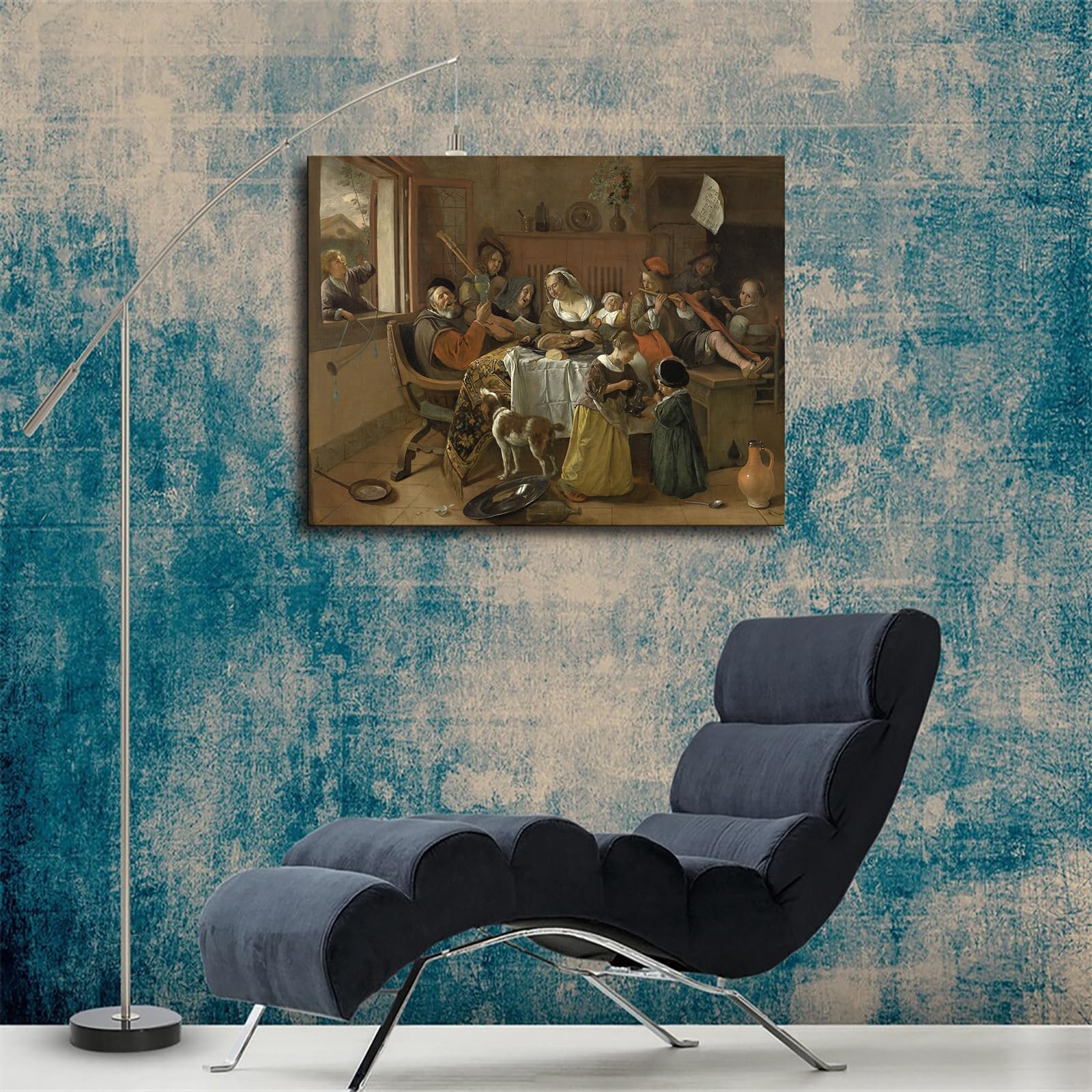 1600x1600 The Happy Family By Jan Steen Poster Art Print Canvas Wall Art Kitchen Living Room Classroom Bedroom Office Home Aesthetic Decoration (16x20inch Framed): Posters & Prints