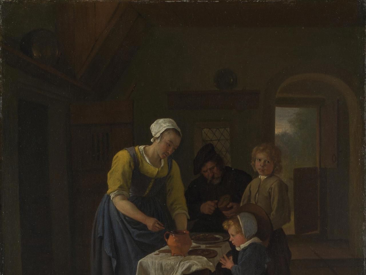 1280x960 Jan Steen. A Peasant Family At Meal Time ('Grace Before Meat'). NG2558. National Gallery, London