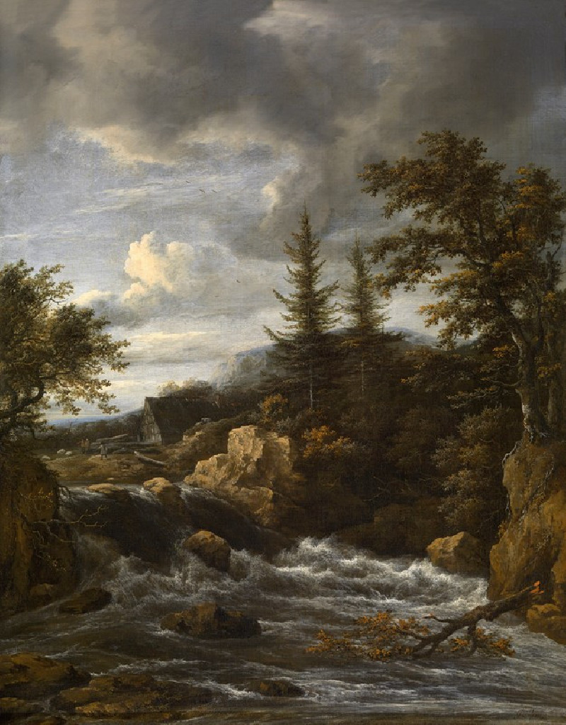 800x1024 Waterfall in Norway by Jacob van Ruisdael: A Masterpiece of Norwegian Landscape Art
