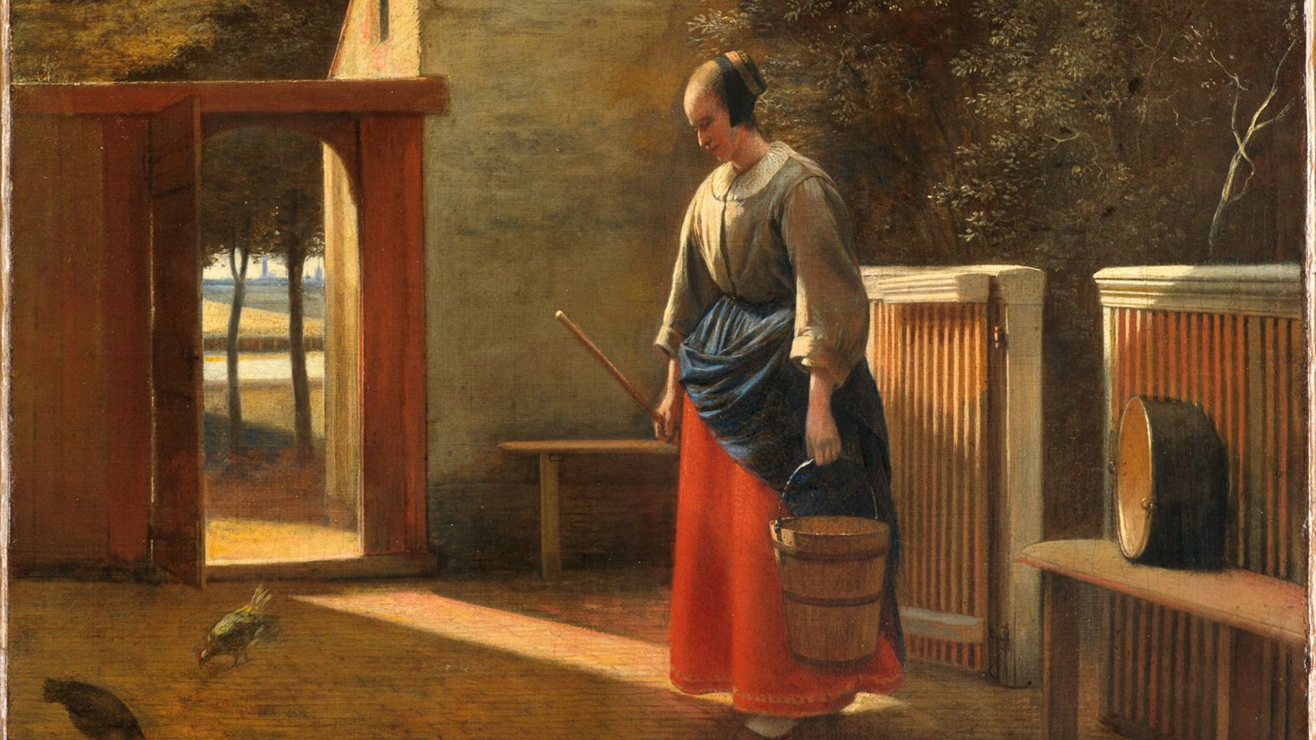 1920x1080 Eine Magd mit Eimer in einem Hinterhof de Hooch (um 1660) Kunsthalle Karlsruhe