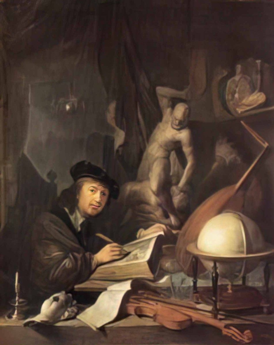 951x1200 Gerrit Dou photo A4 the painter in his workshop 1647