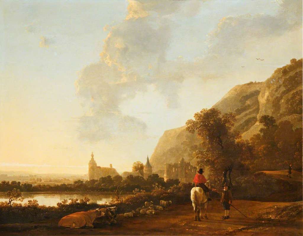 1024x800 Aelbert Cuyp (1620 1691) River Landscape With A
