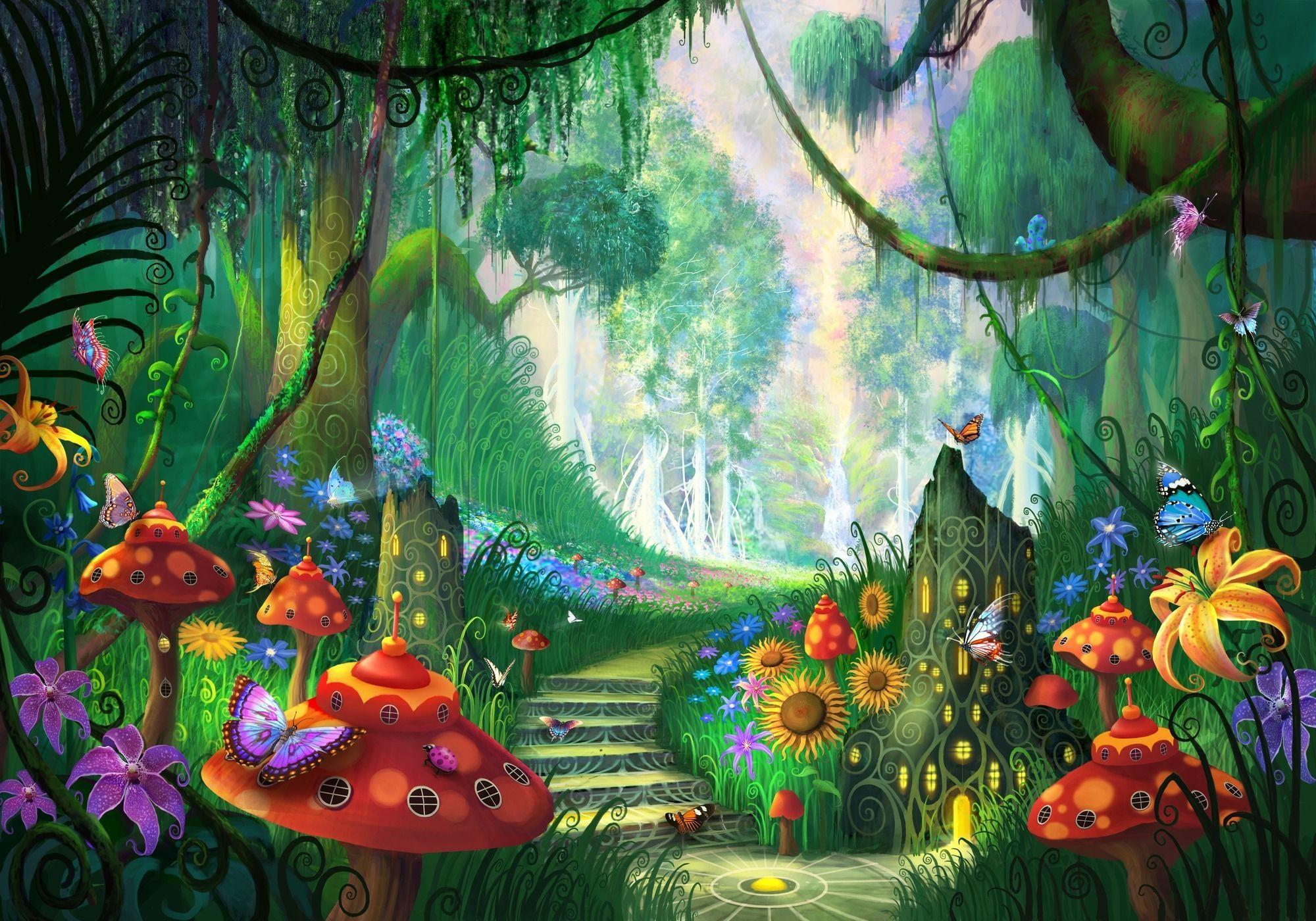 2000x1400 Image result for enchanted forest garden wall murals. Forest