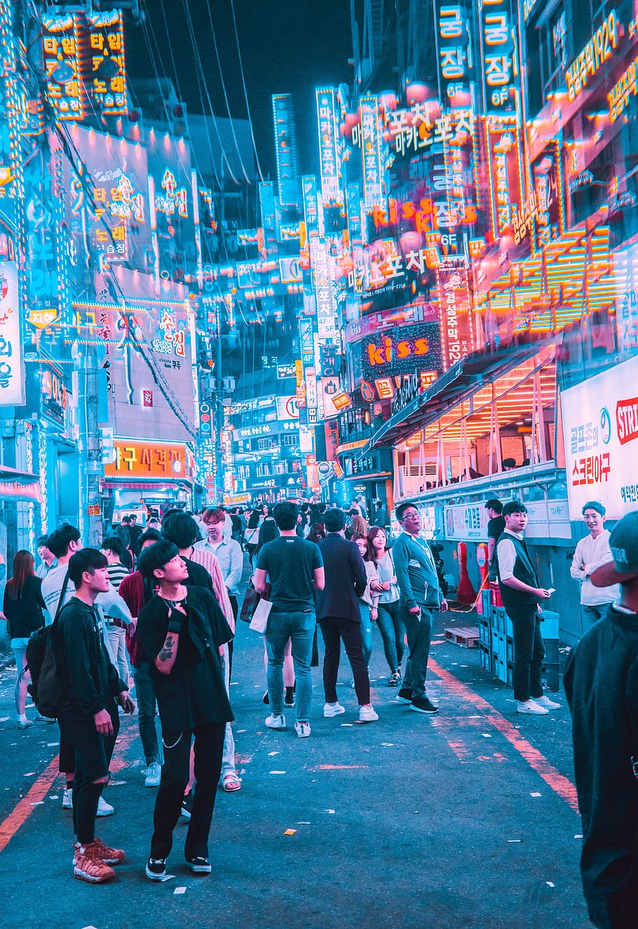 910x1324 HD wallpaper: Future, South Korea, neon, long exposure, abstract, street light