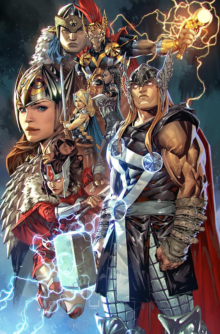 728x1105 HD wallpaper: Kael Ngu, Thor, artwork, Fantasy Men